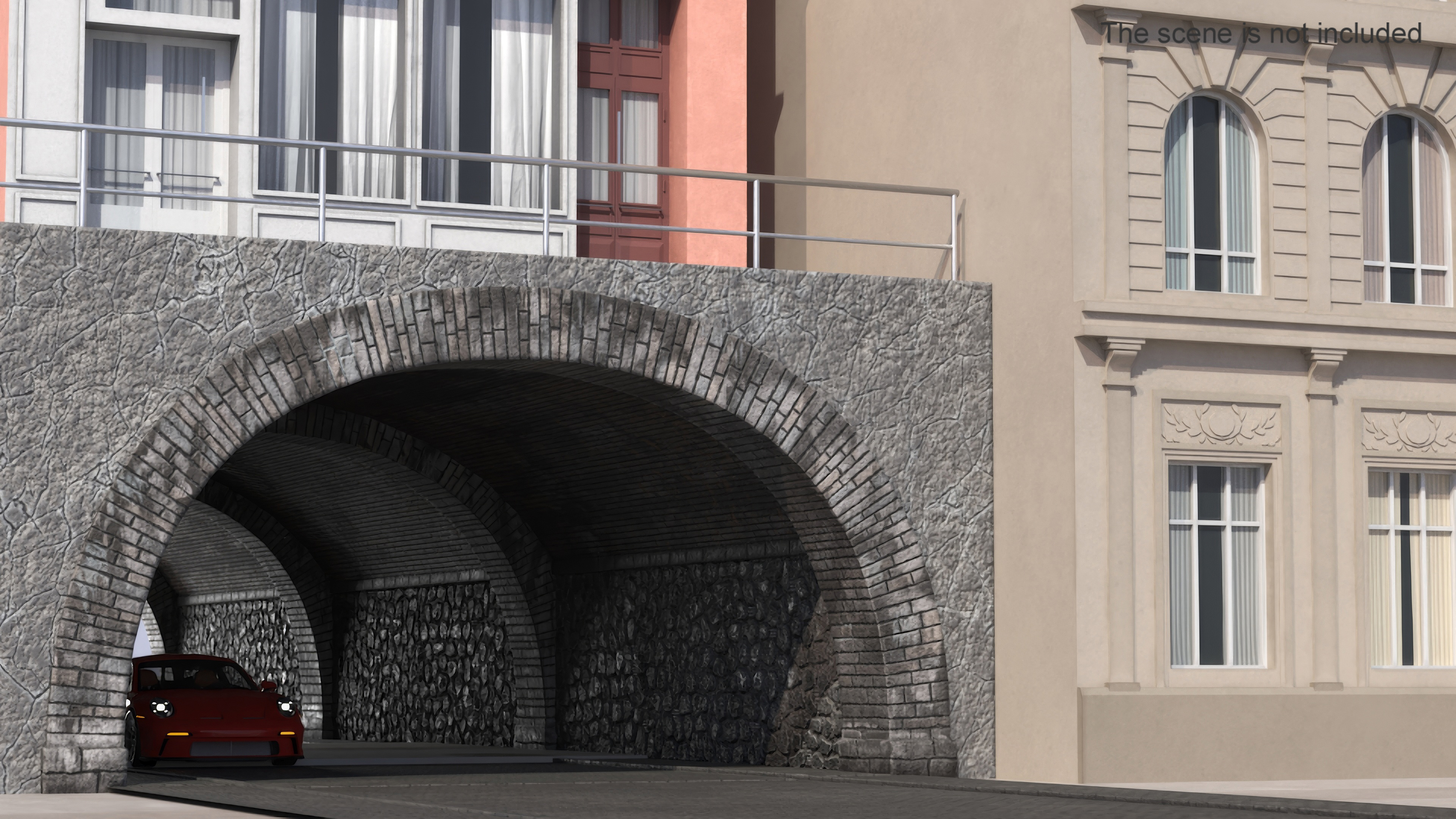Town Road Stone Tunnel 3D