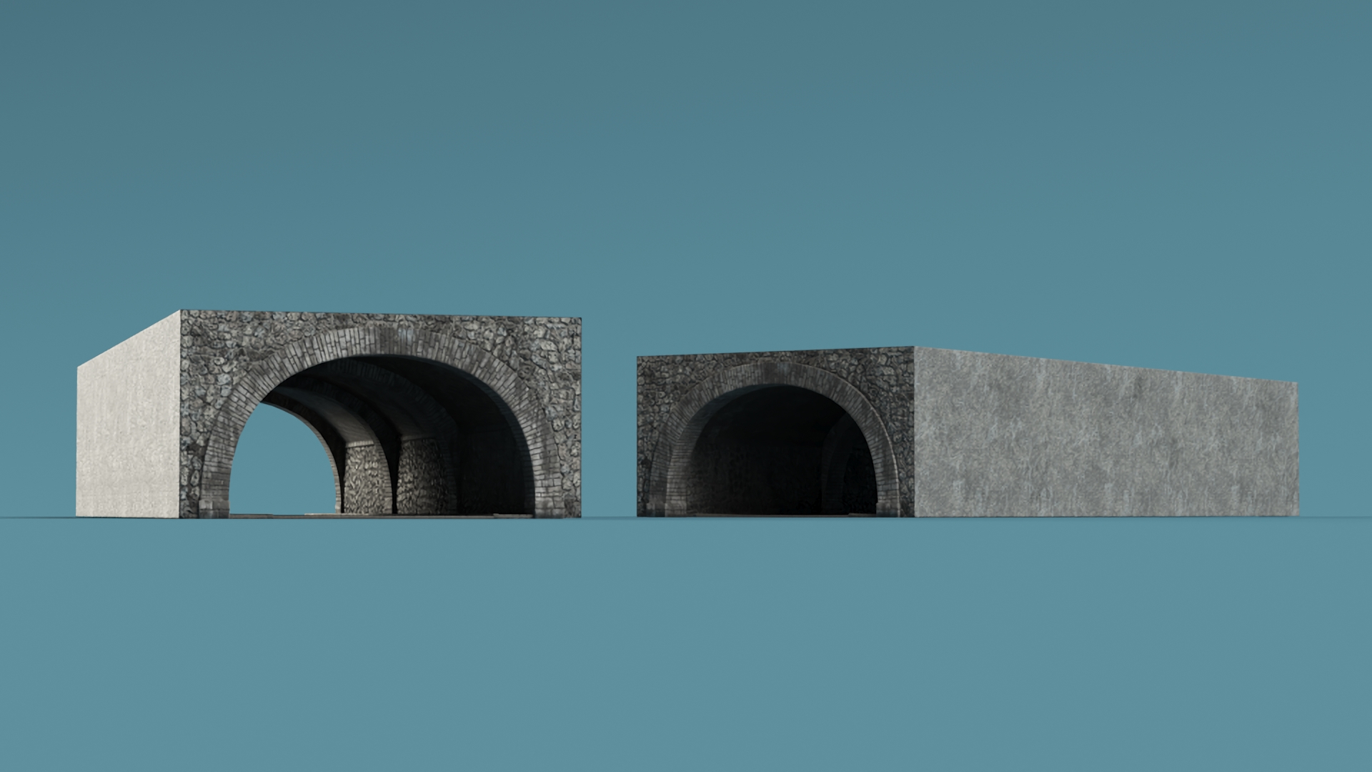 Town Road Stone Tunnel 3D