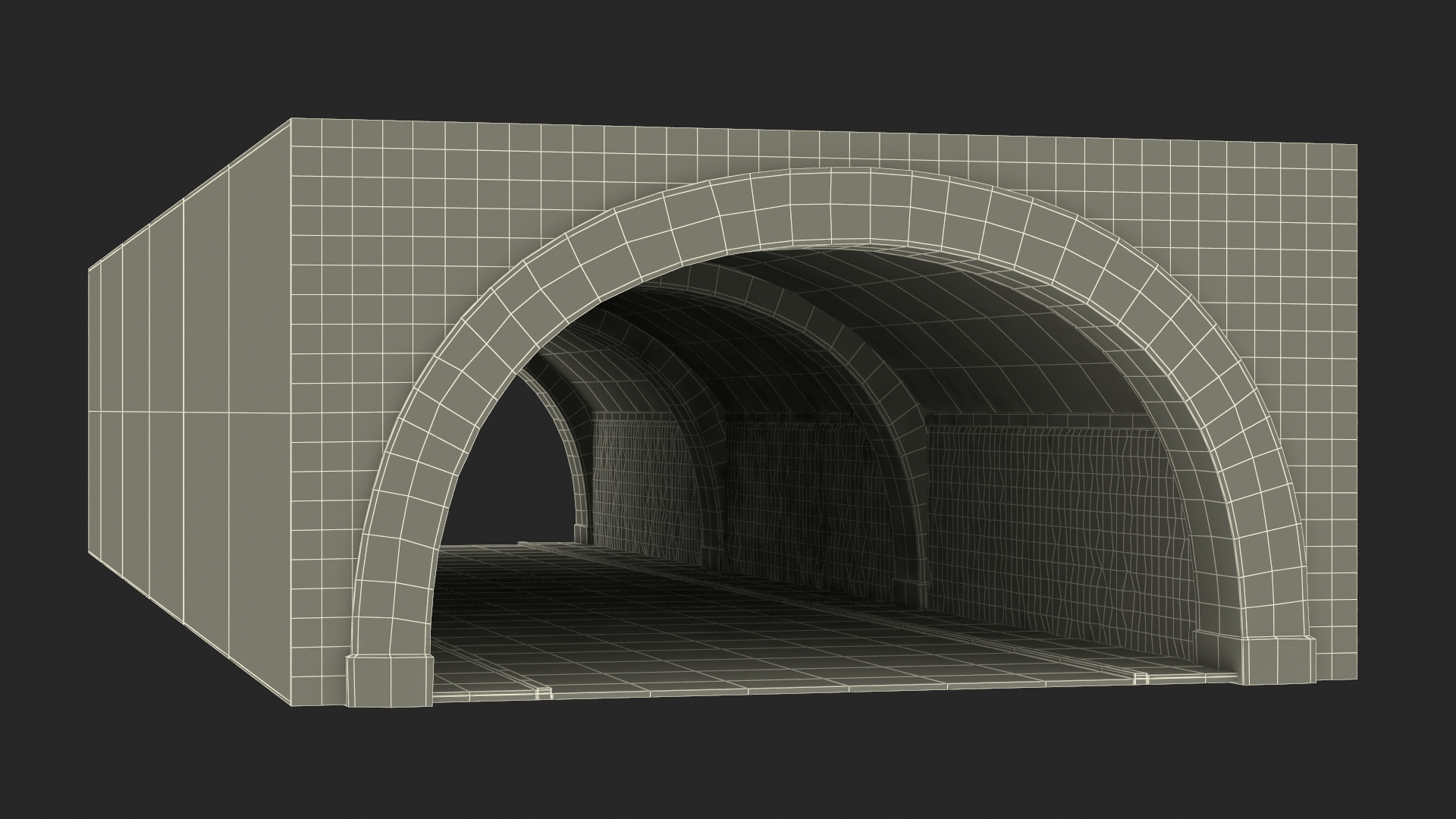 Town Road Stone Tunnel 3D