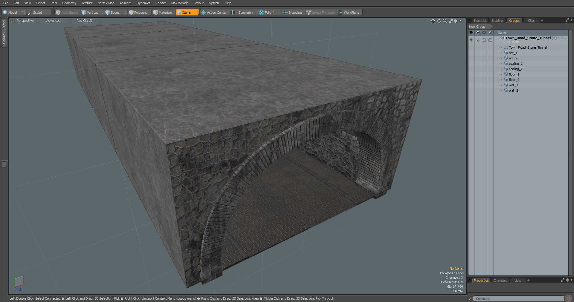 Town Road Stone Tunnel 3D