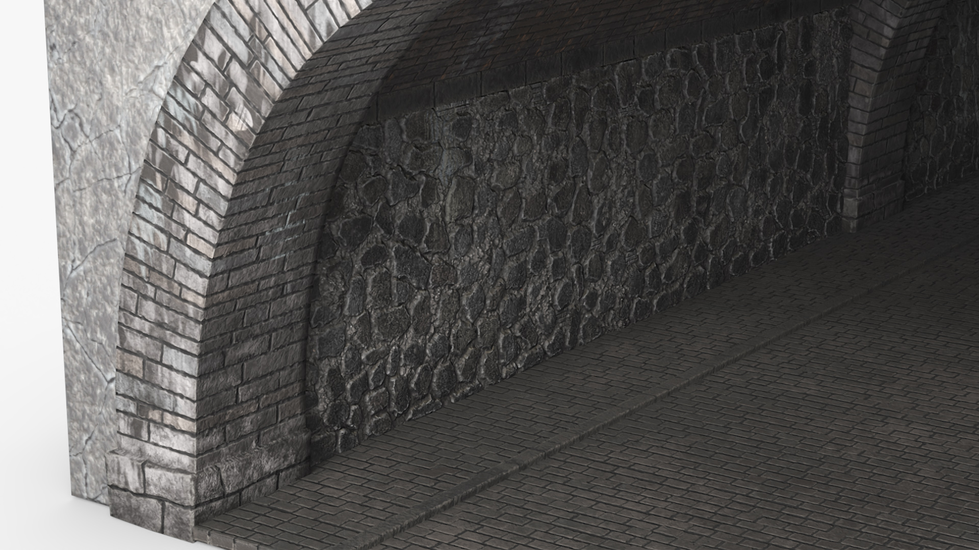 Town Road Stone Tunnel 3D
