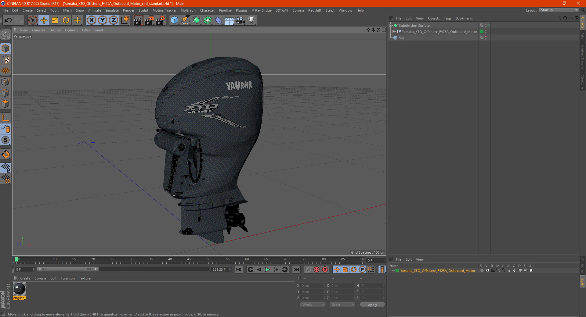 3D model Yamaha XTO Offshore F425A Outboard Motor
