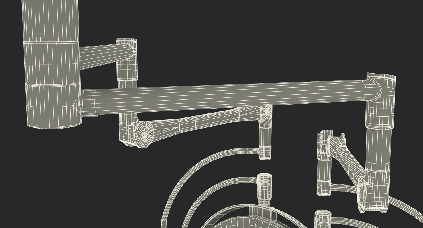 3D Ceiling Mount Modular Surgical Lighting System Rigged model