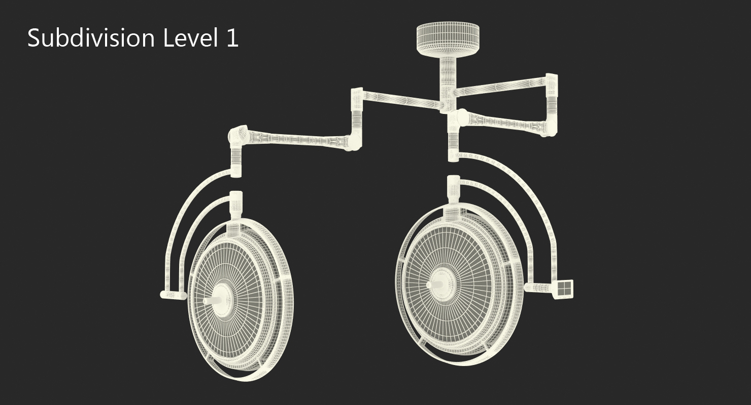 3D Ceiling Mount Modular Surgical Lighting System Rigged model