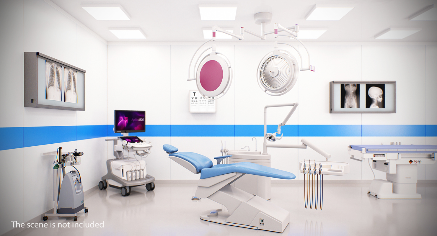 3D Ceiling Mount Modular Surgical Lighting System Rigged model