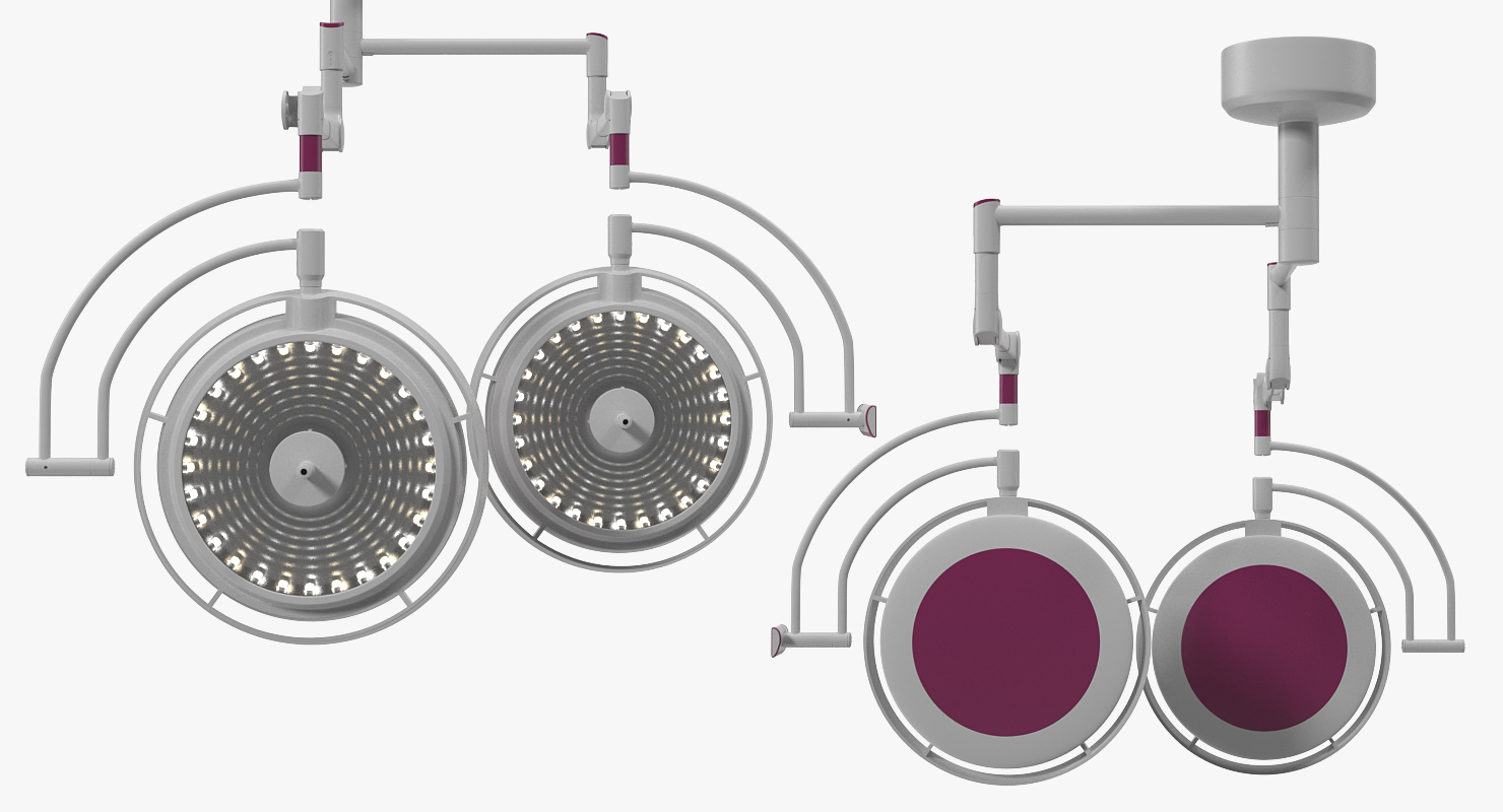 3D Ceiling Mount Modular Surgical Lighting System Rigged model