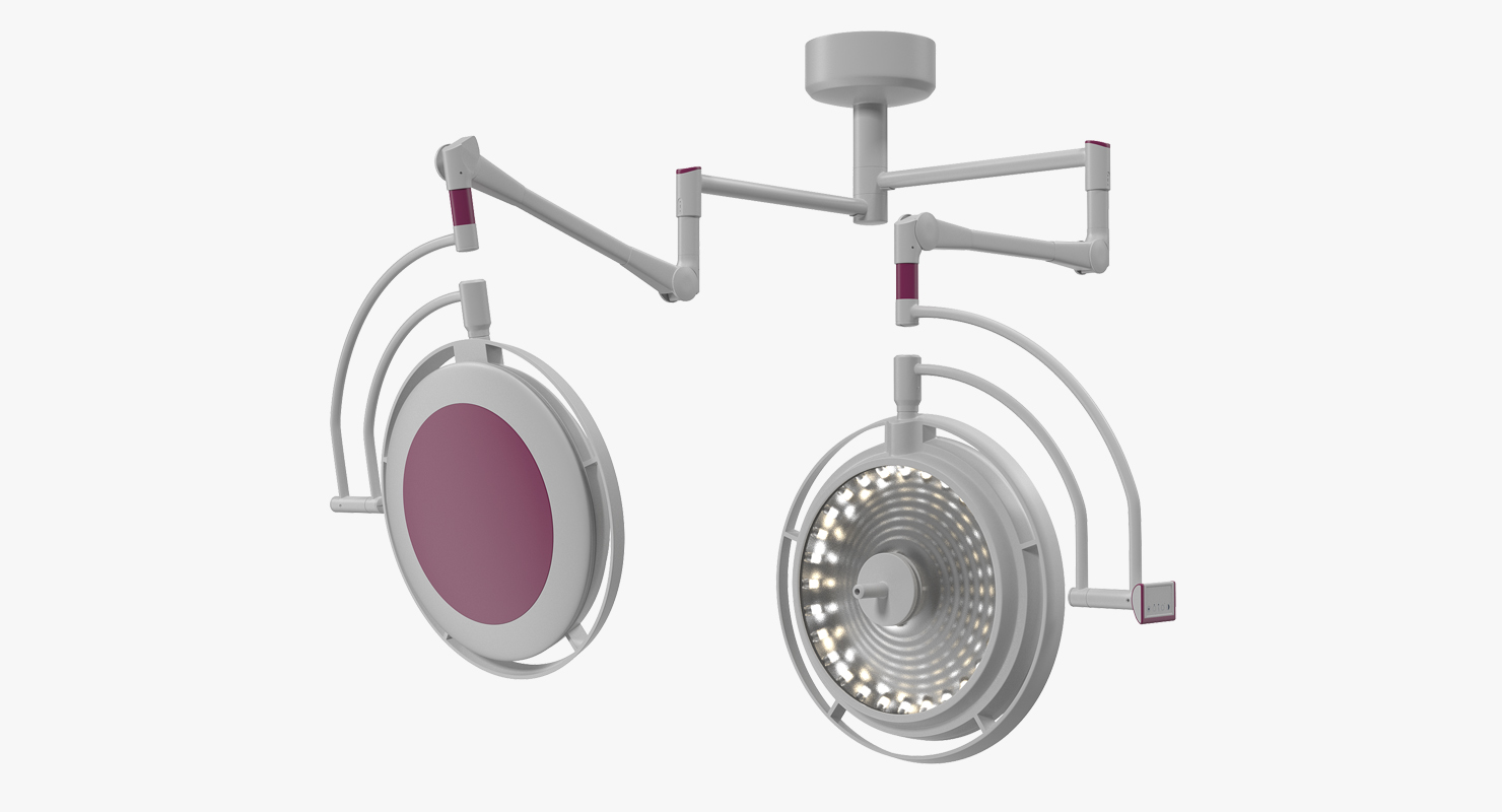 3D Ceiling Mount Modular Surgical Lighting System Rigged model