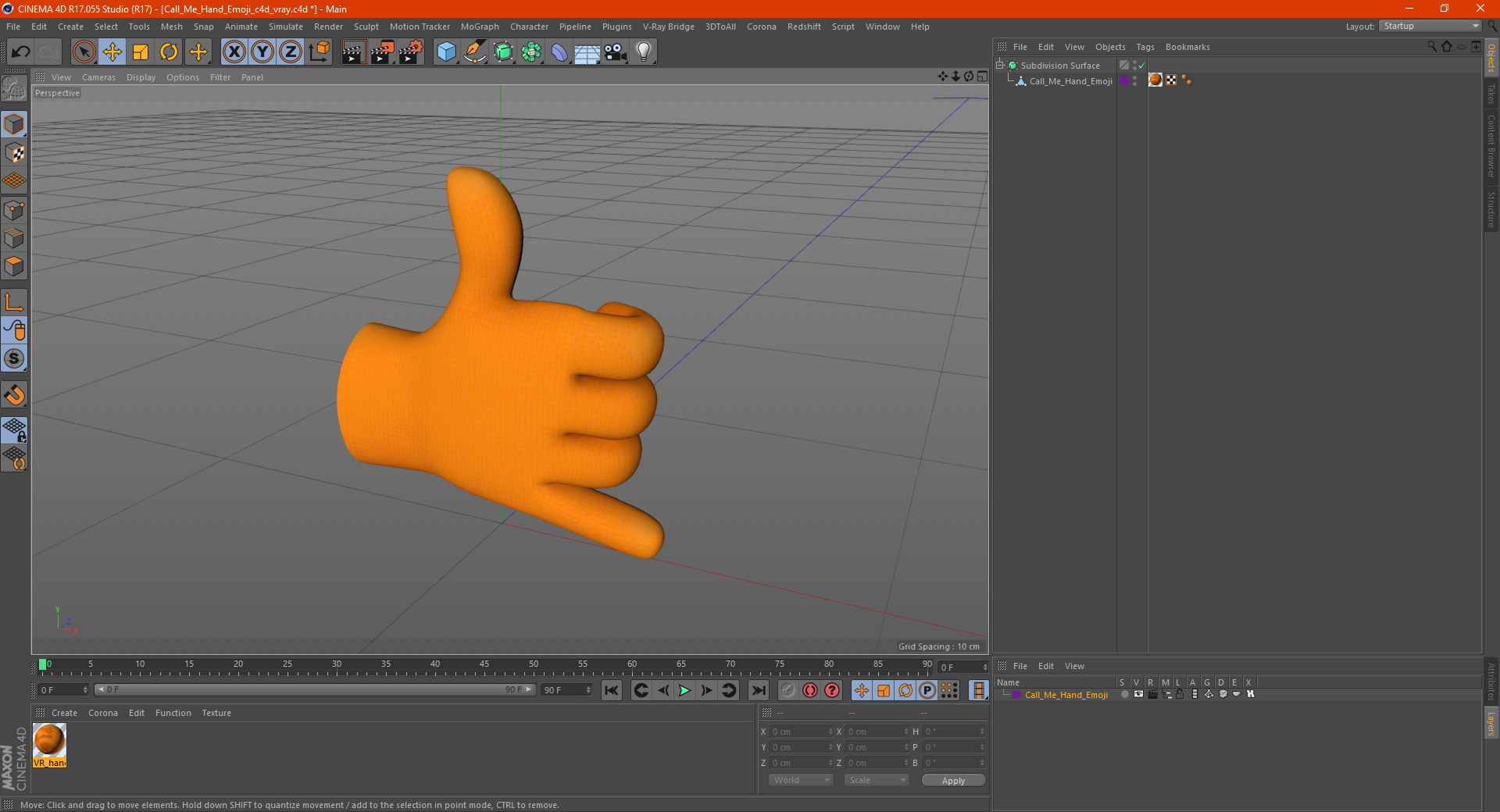 3D Call Me Hand Emoji model
