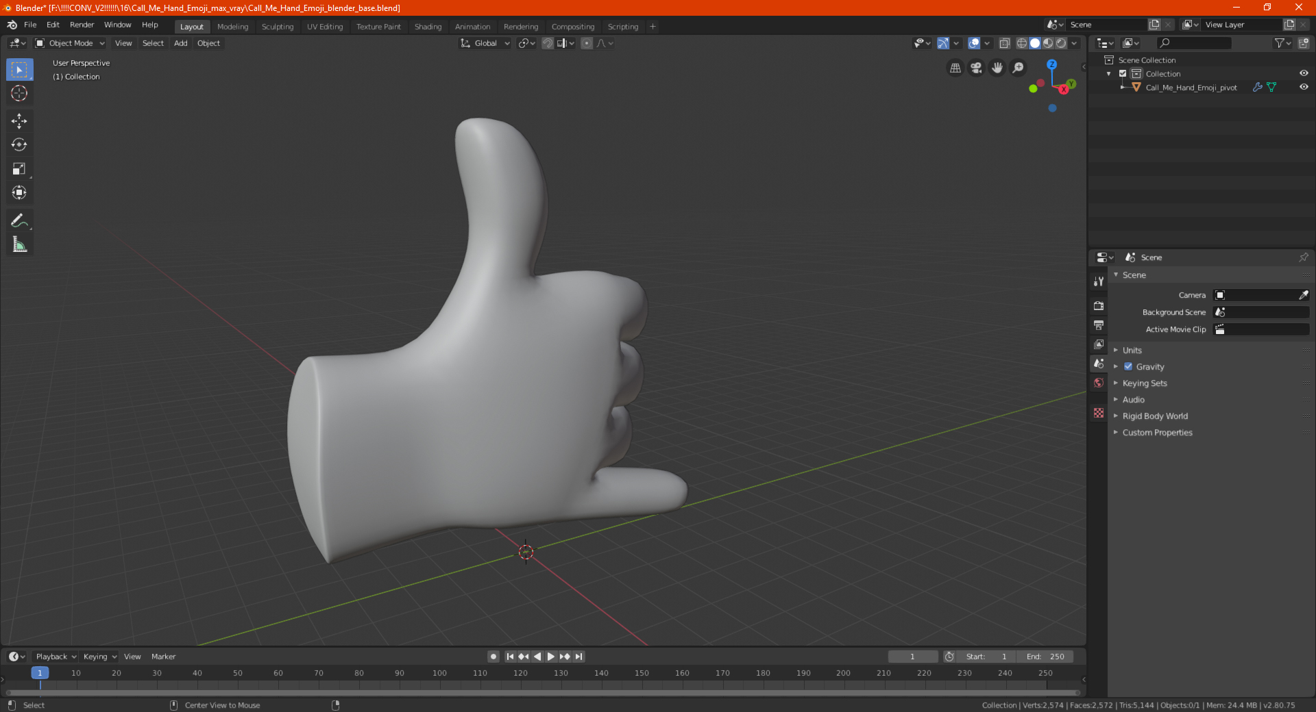 3D Call Me Hand Emoji model