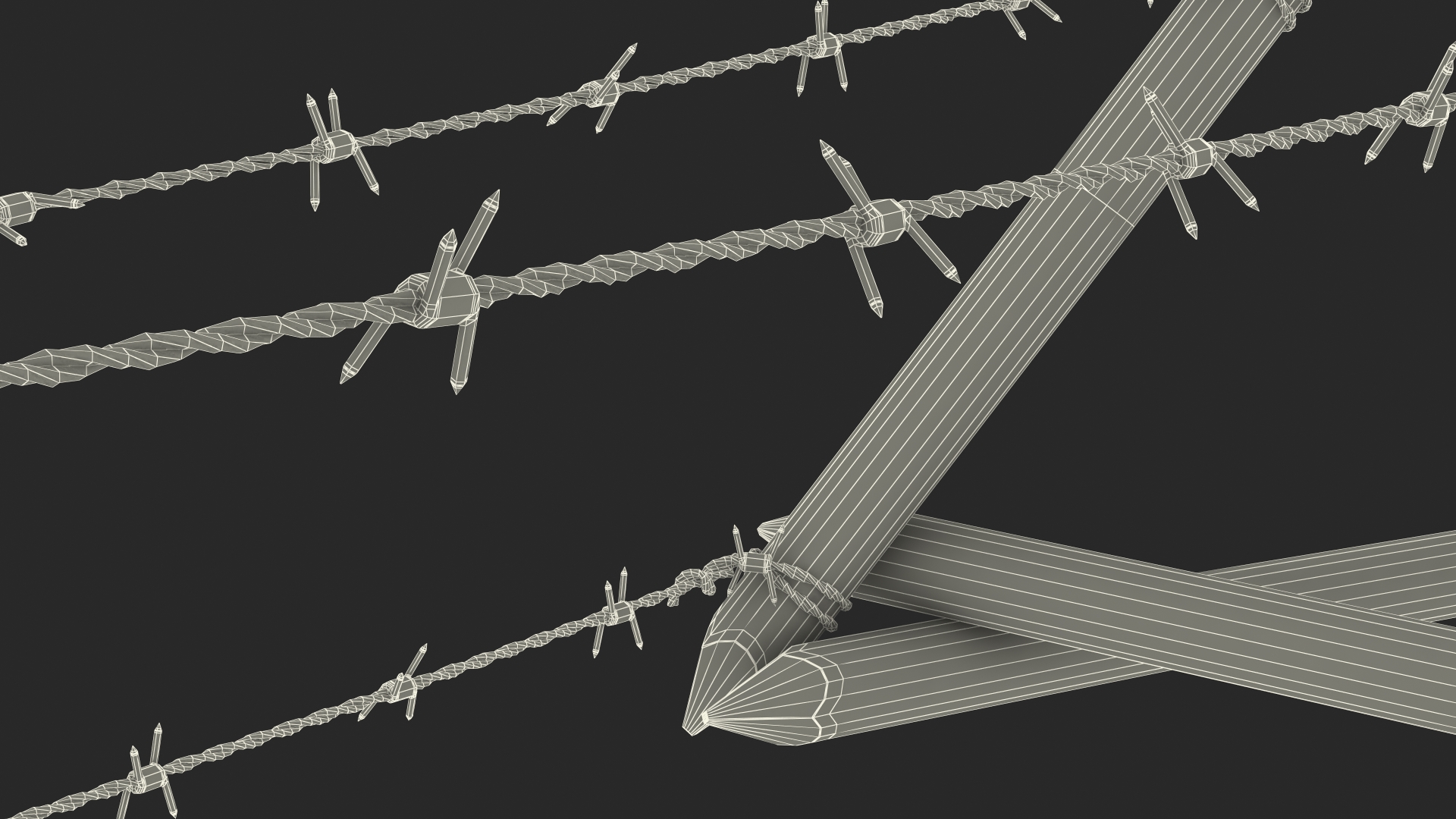 3D model Lapland Barbed Wire Fence