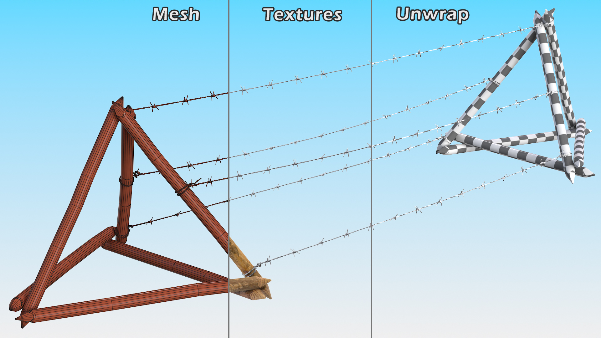 3D model Lapland Barbed Wire Fence