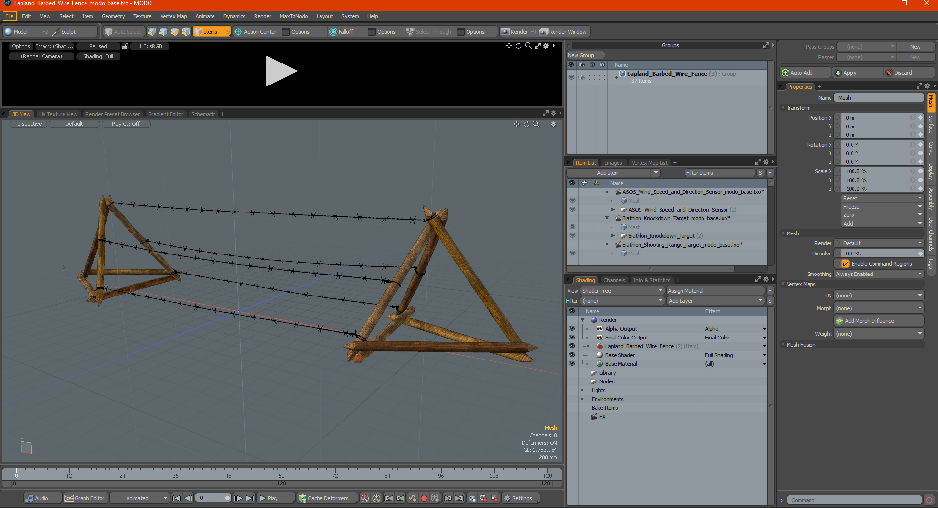 3D model Lapland Barbed Wire Fence