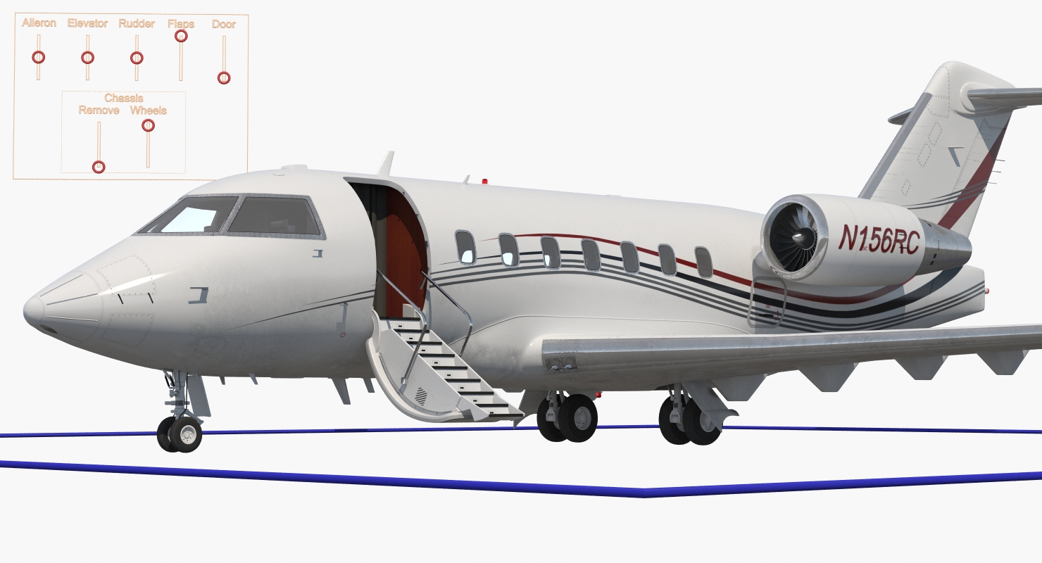 3D model Bombardier Challenger 604 Business Jet Generic 2 Rigged