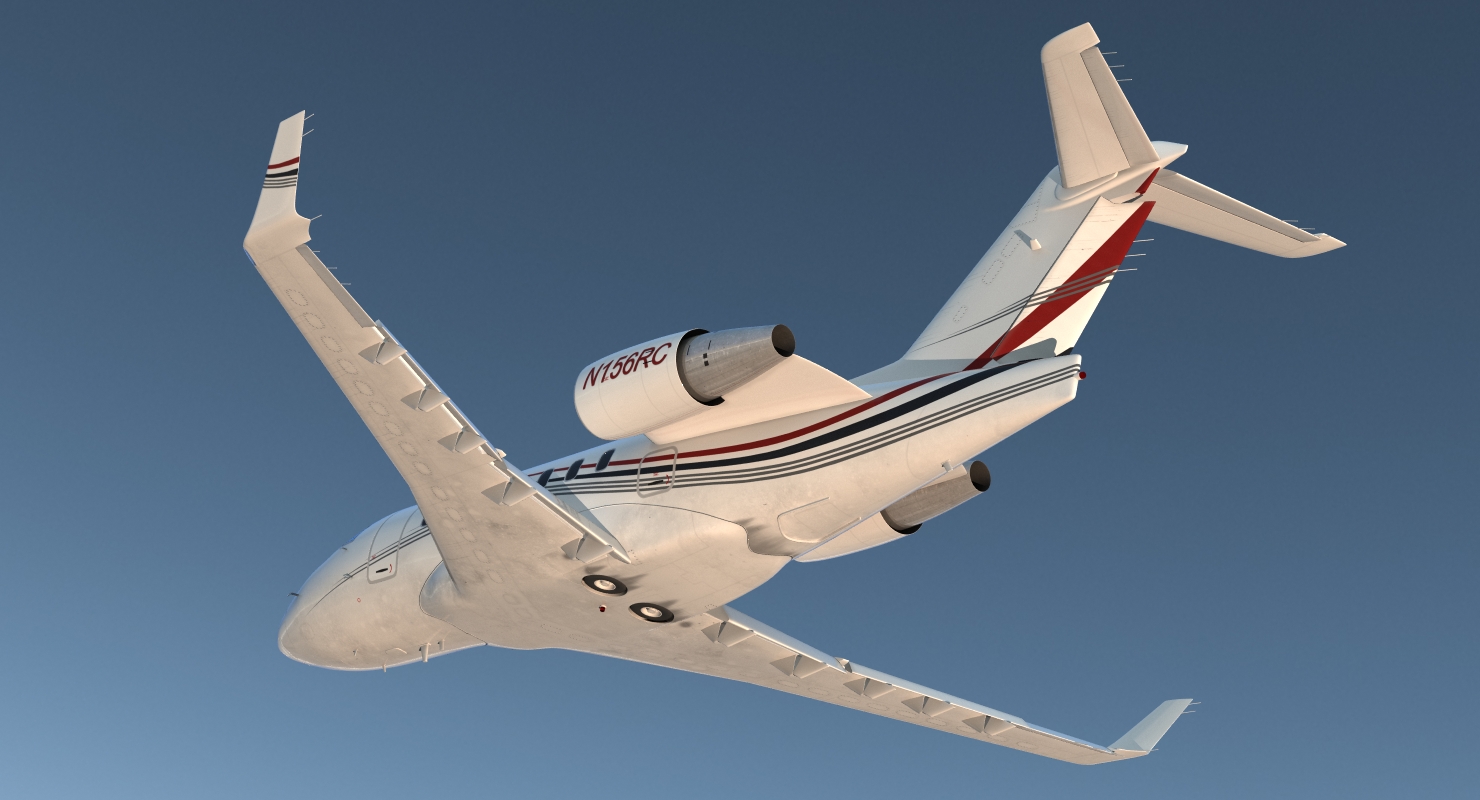 3D model Bombardier Challenger 604 Business Jet Generic 2 Rigged