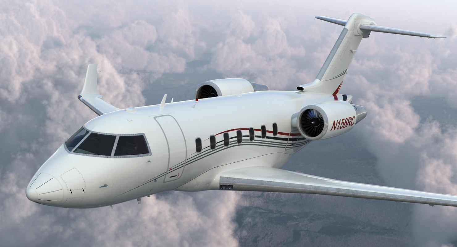 3D model Bombardier Challenger 604 Business Jet Generic 2 Rigged