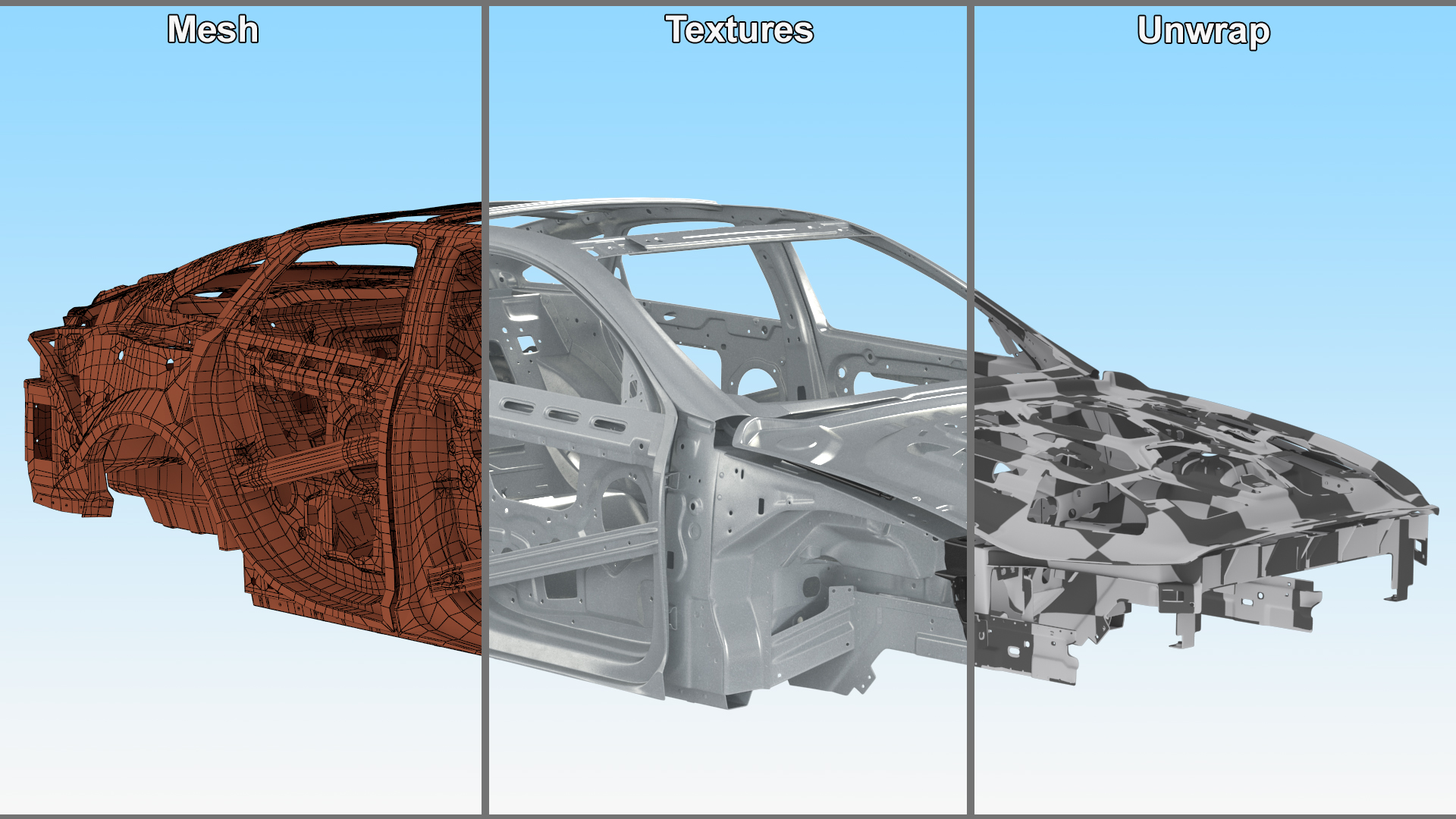 Car Frame Unibody Structure 3D