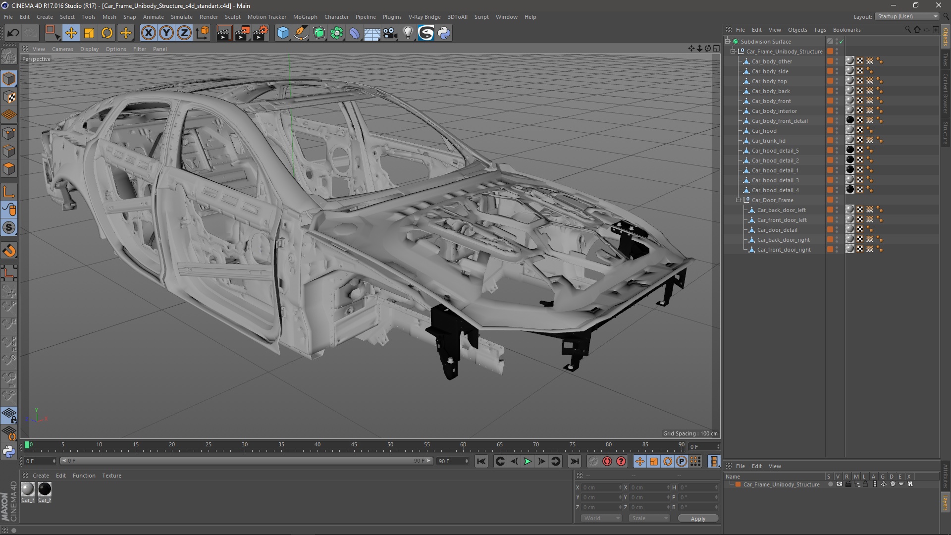 Car Frame Unibody Structure 3D
