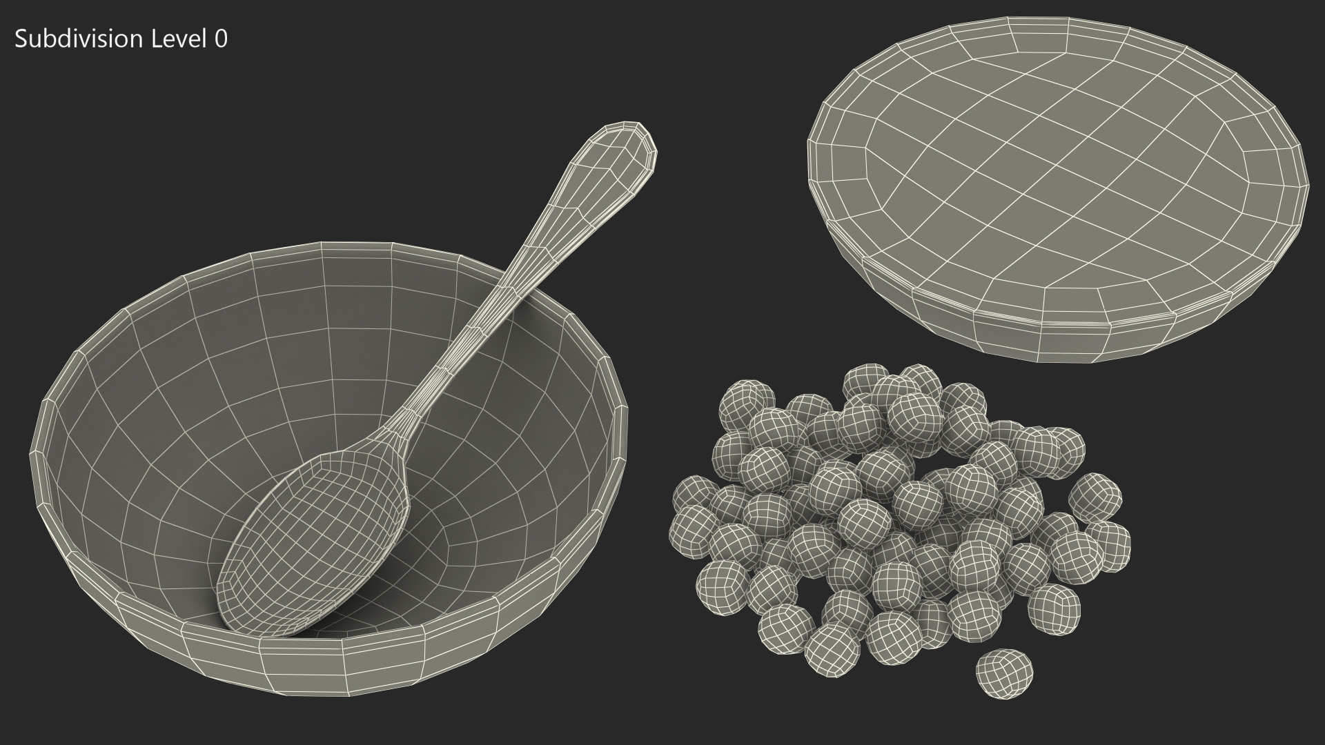 3D model Cereal Balls in Bowl with Milk