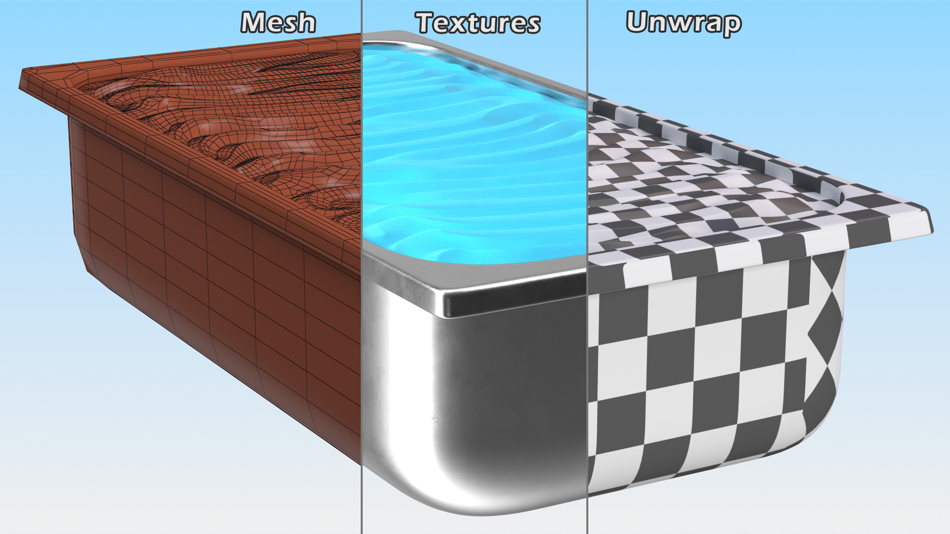 Blue Ice Cream Tray Untouched Surface 3D