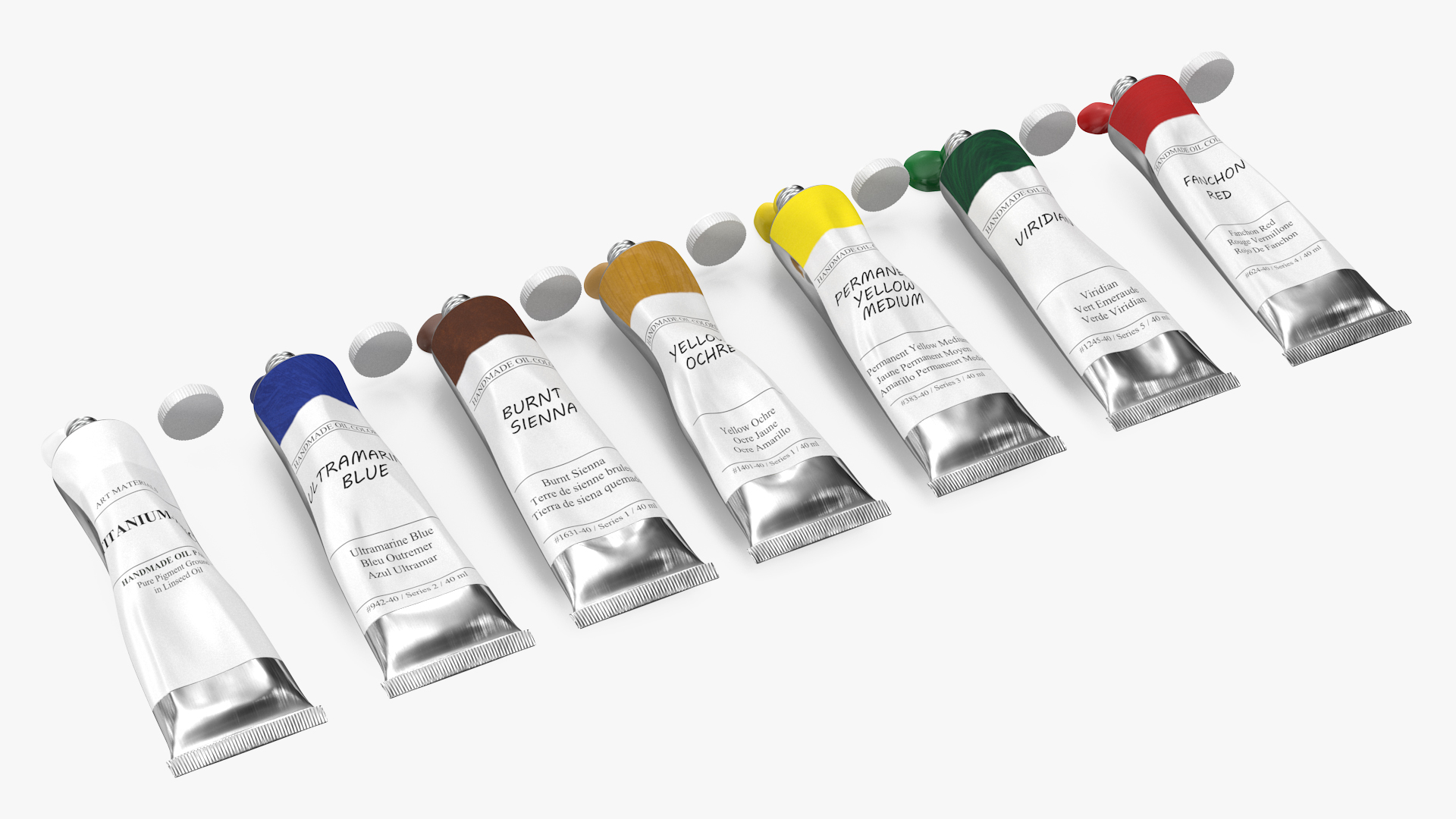 Spilled Oil Paint Tubes Set 3D
