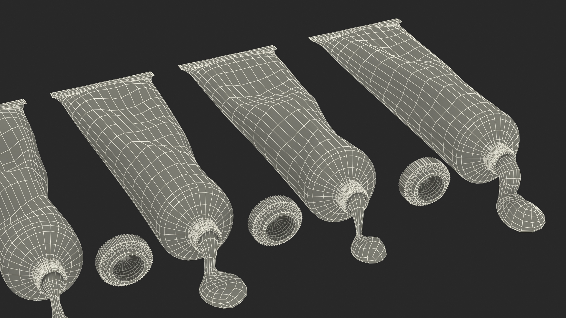 Spilled Oil Paint Tubes Set 3D