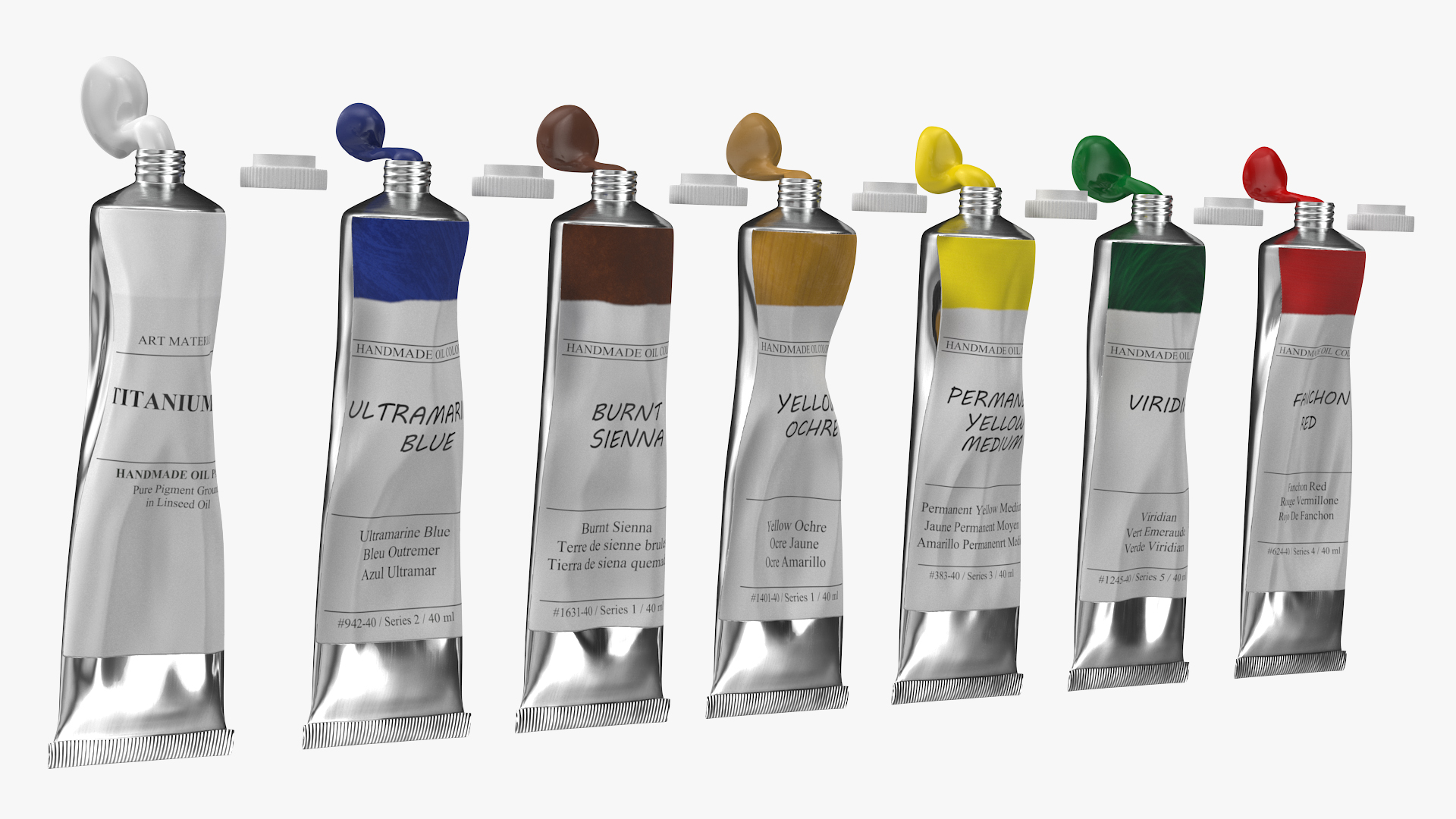 Spilled Oil Paint Tubes Set 3D