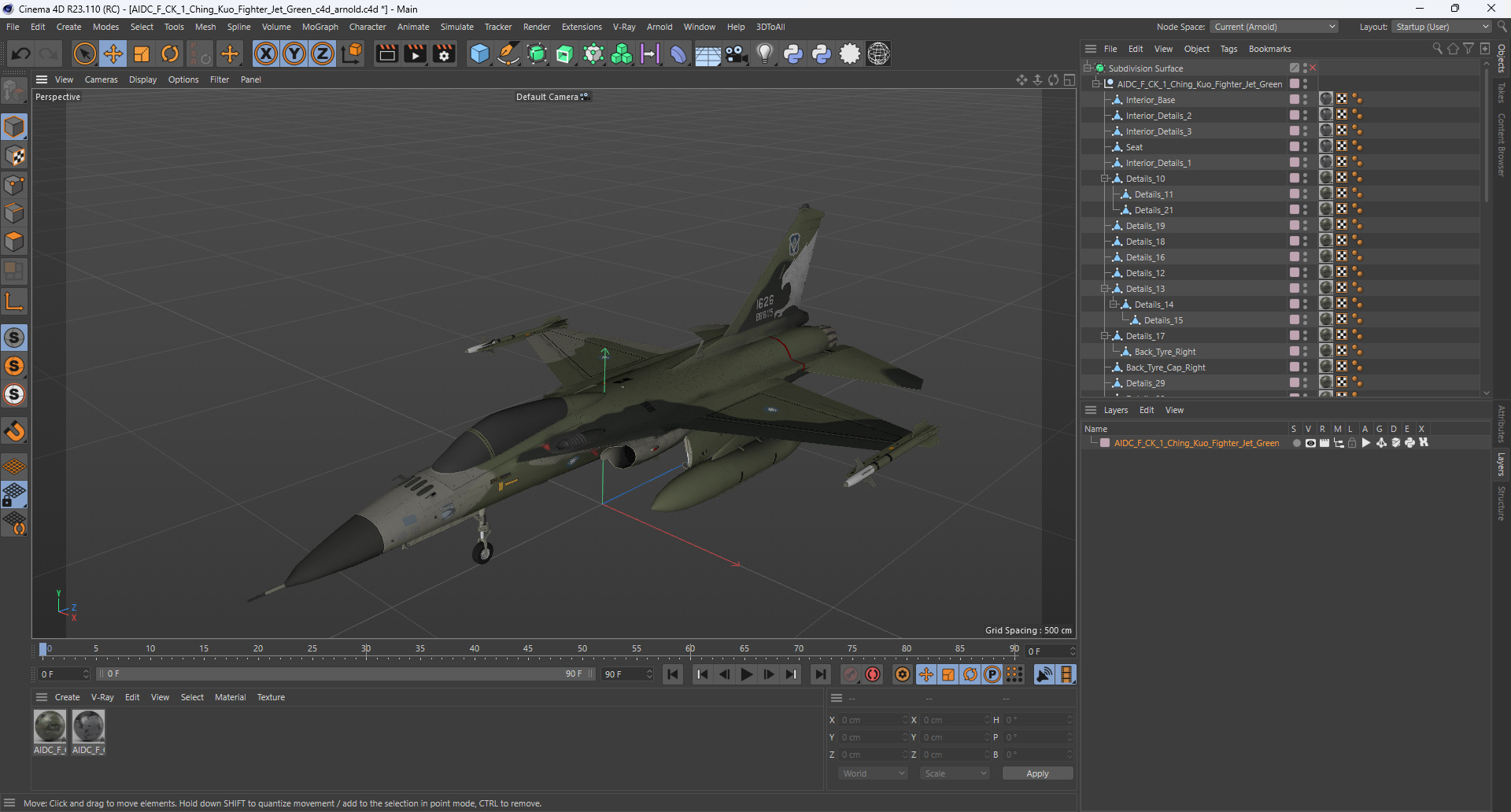 AIDC F-CK-1 Ching-Kuo Fighter Jet Green 3D model