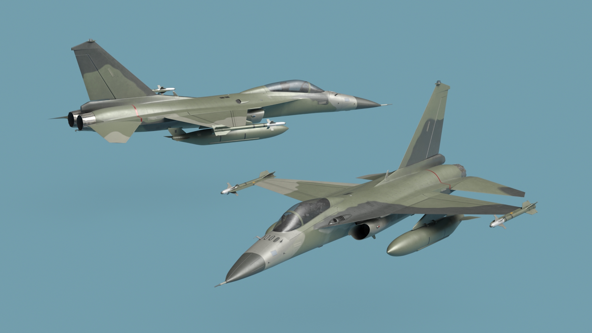 AIDC F-CK-1 Ching-Kuo Fighter Jet Green 3D model