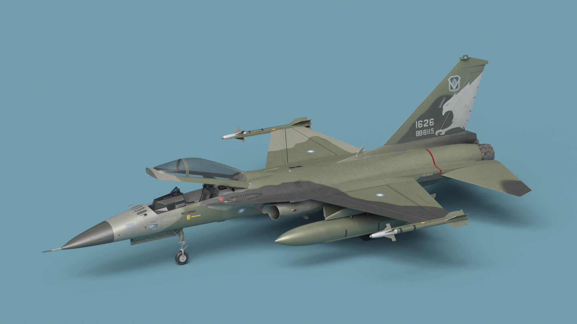 AIDC F-CK-1 Ching-Kuo Fighter Jet Green 3D model