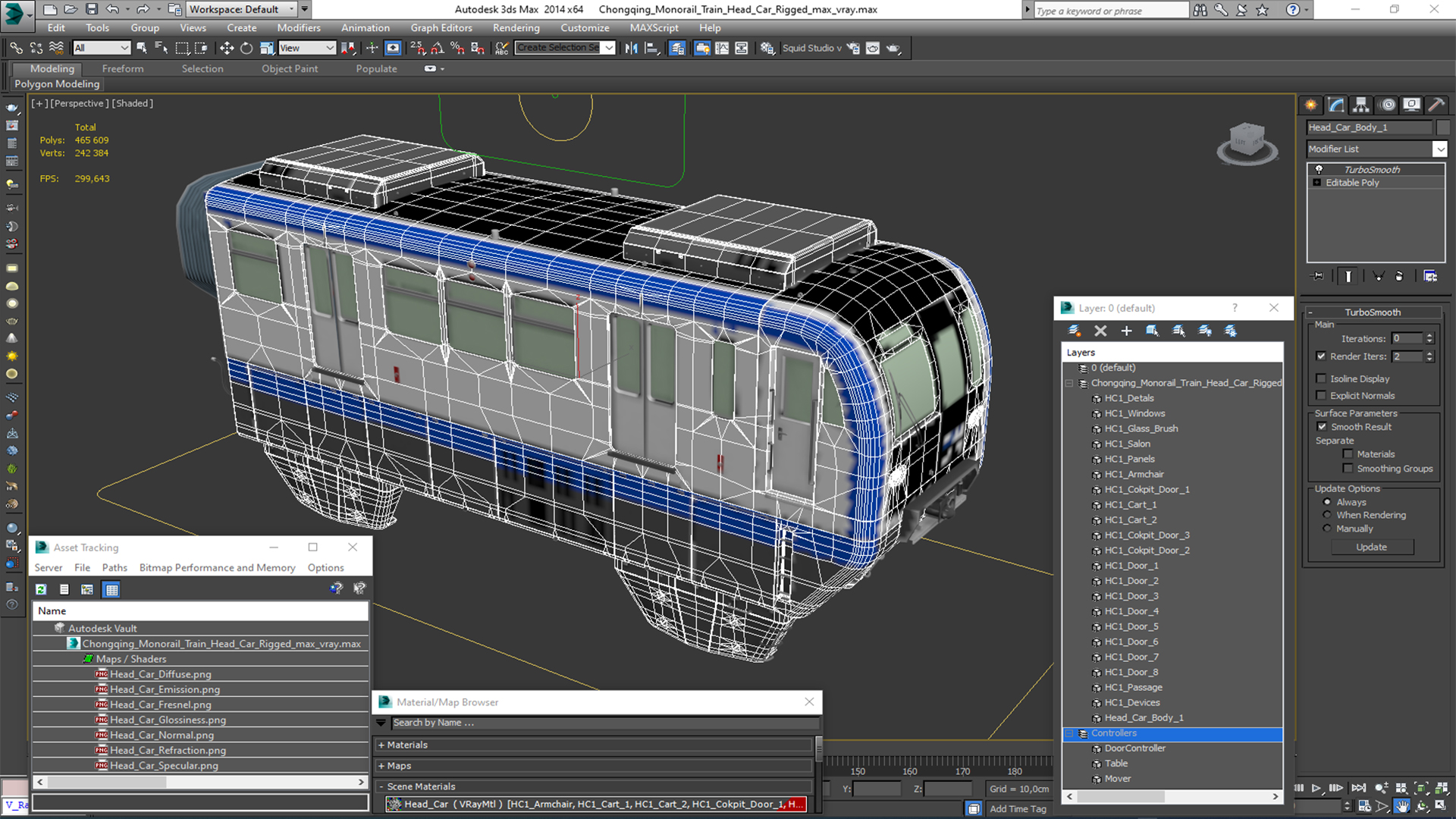3D model Chongqing Monorail Train Head Car Rigged
