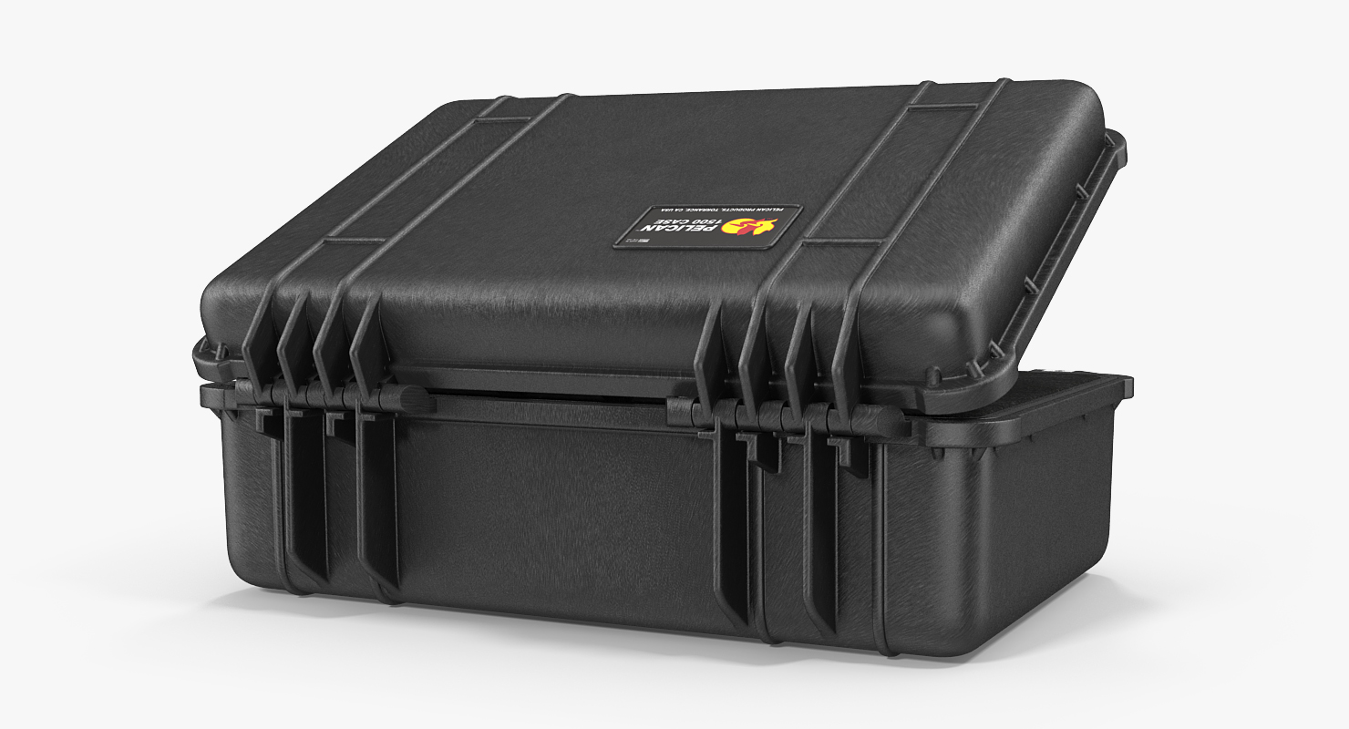 3D Black Pelican Case with Foam model