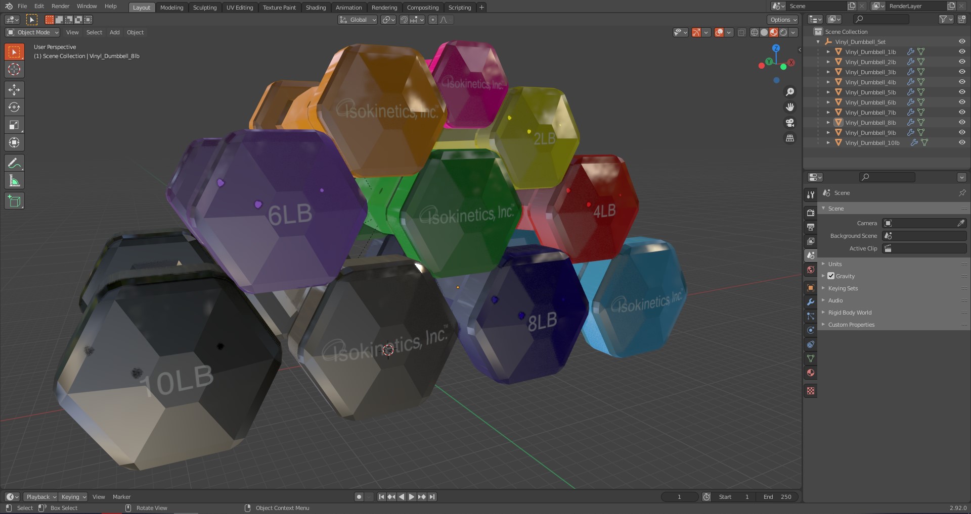 3D Vinyl Dumbbell Set model