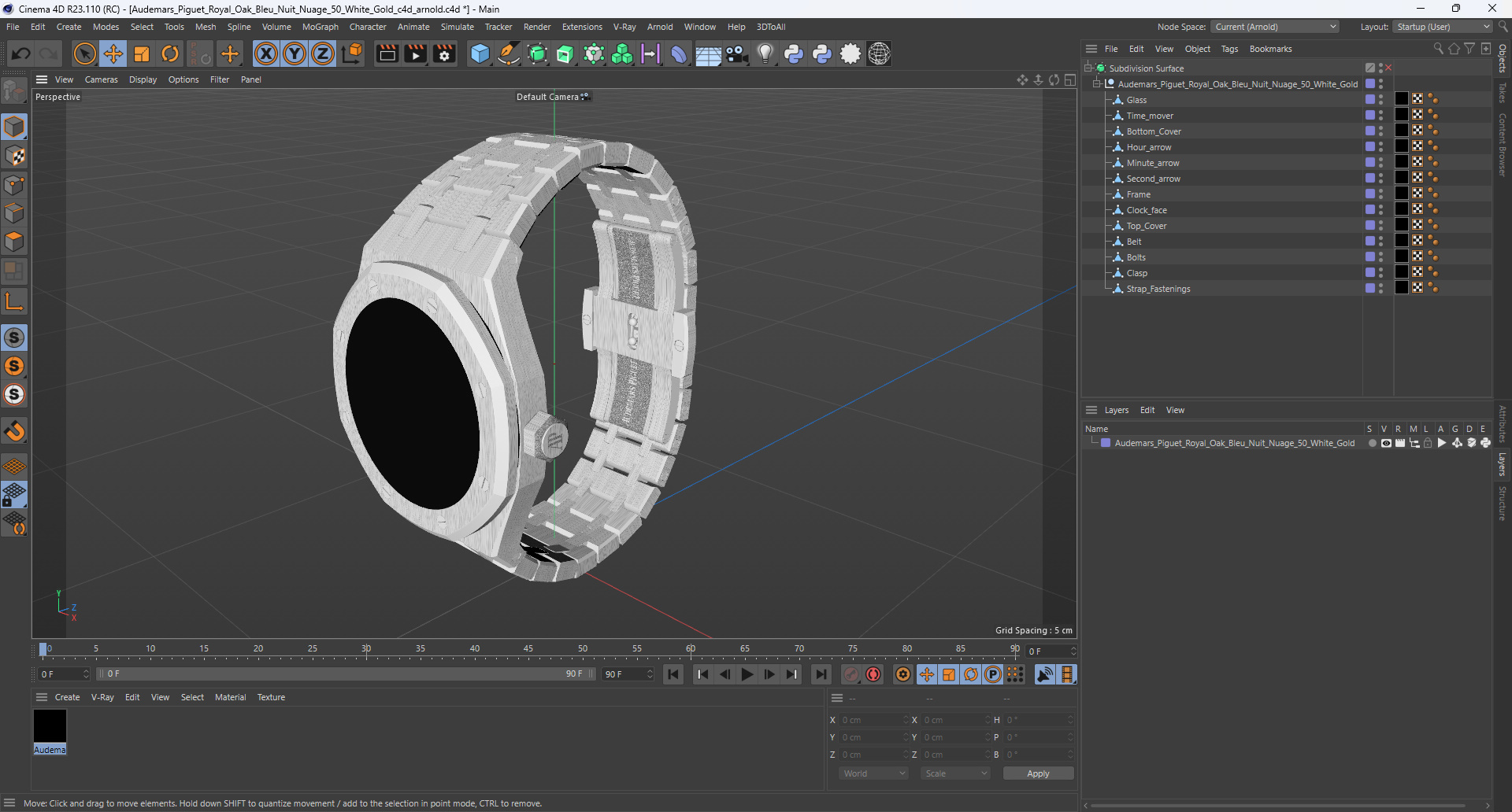 3D model Audemars Piguet Royal Oak Bleu Nuit Nuage 50 White Gold