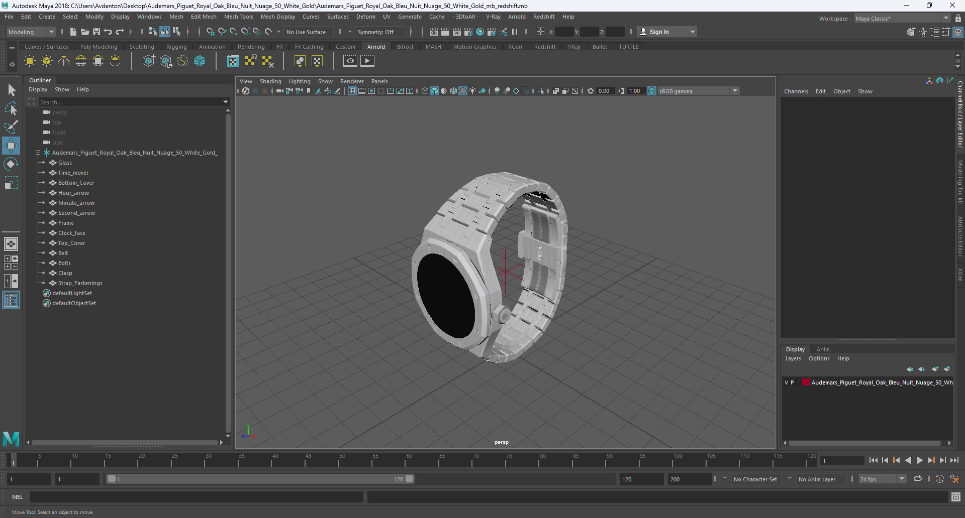 3D model Audemars Piguet Royal Oak Bleu Nuit Nuage 50 White Gold