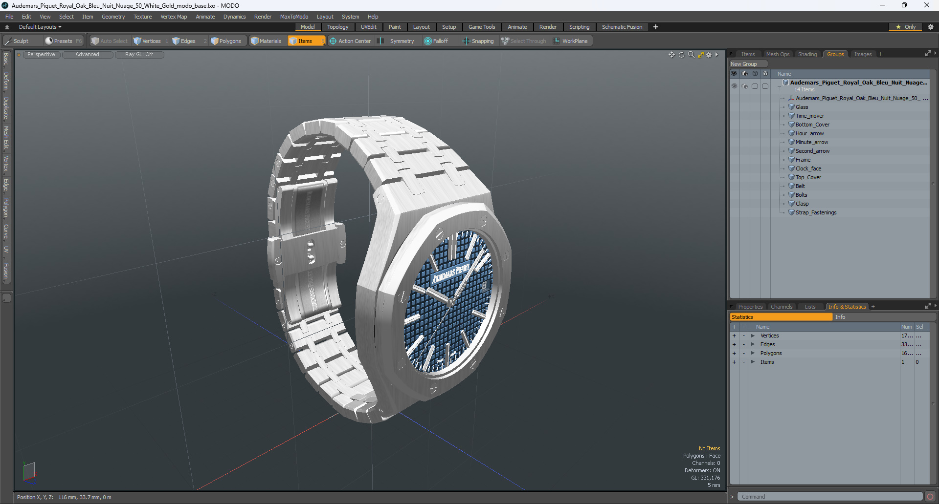 3D model Audemars Piguet Royal Oak Bleu Nuit Nuage 50 White Gold