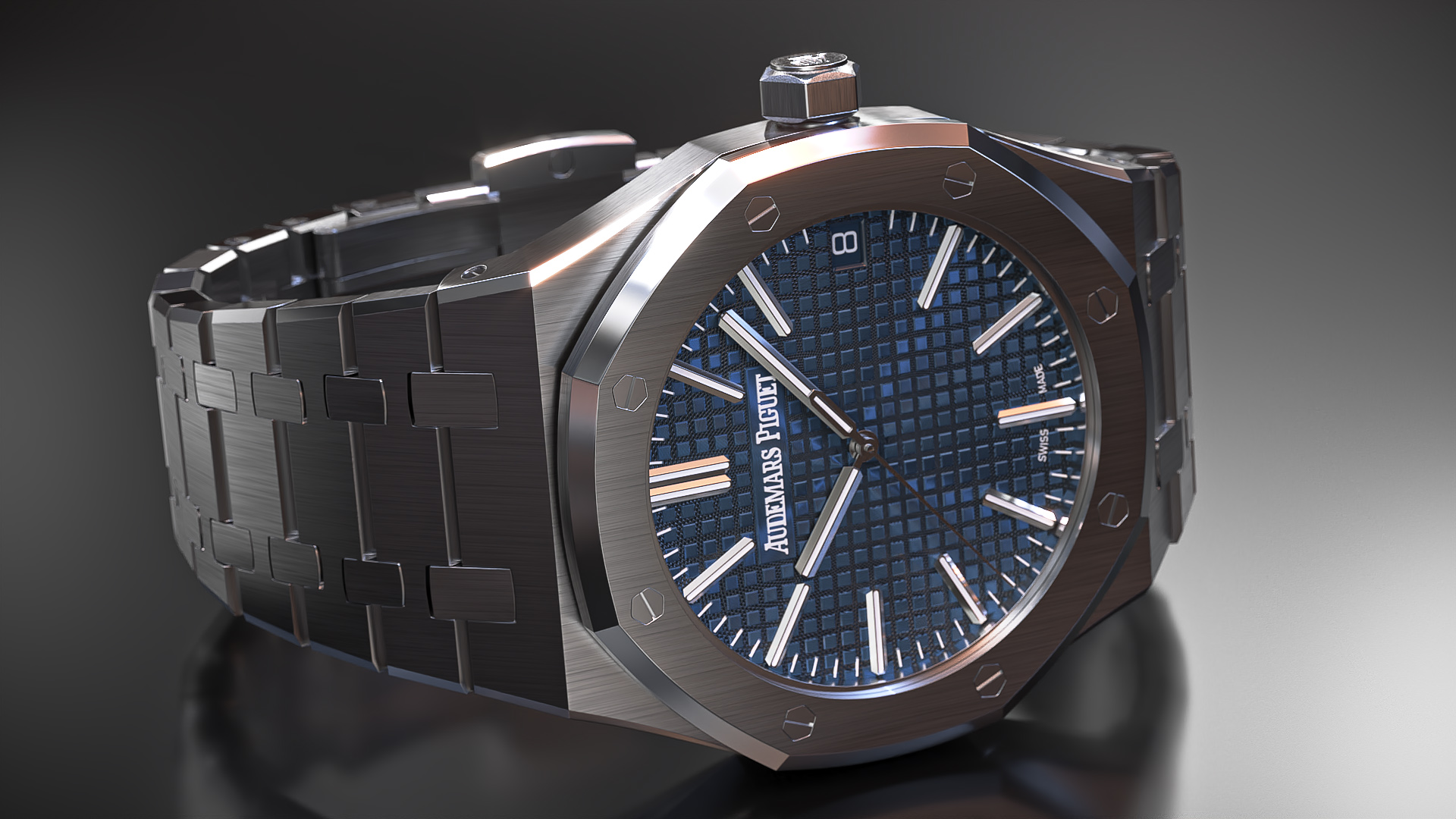 3D model Audemars Piguet Royal Oak Bleu Nuit Nuage 50 White Gold