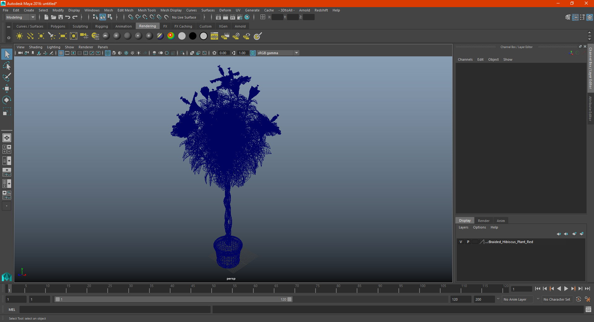 3D Braided Hibiscus Tree in Pot Pink model