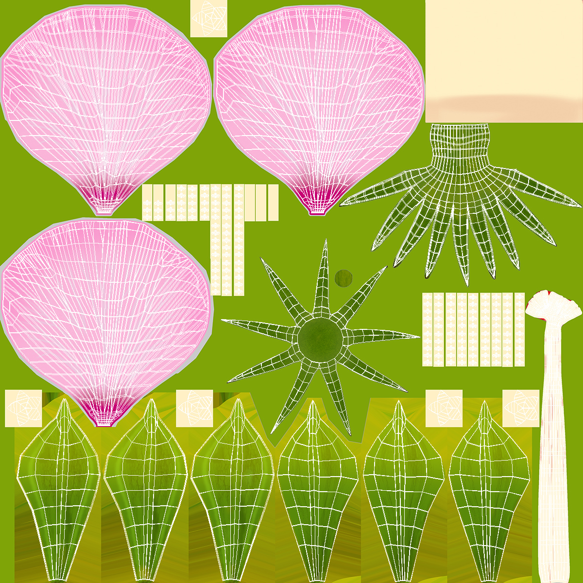 3D Braided Hibiscus Tree in Pot Pink model