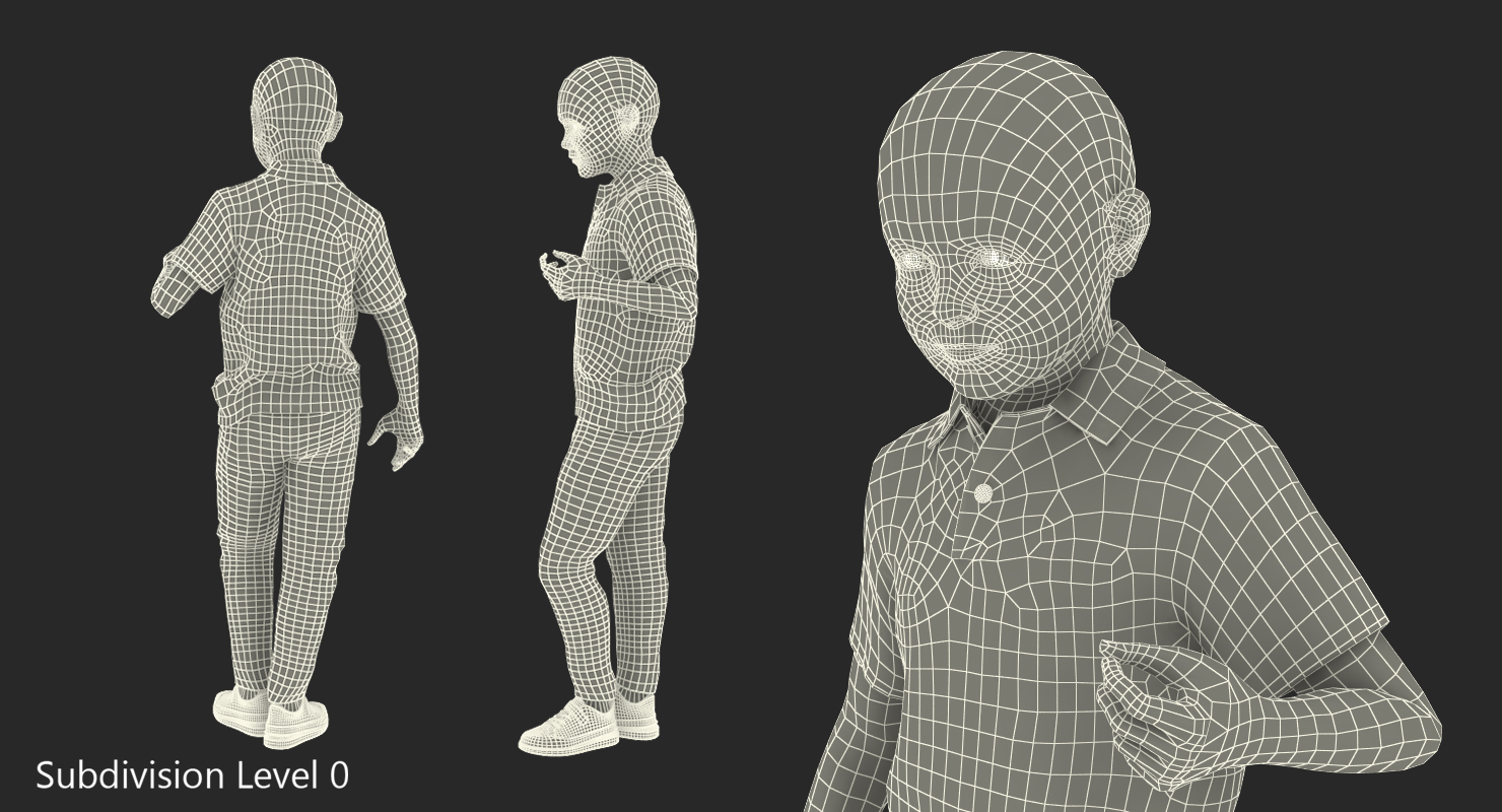 3D Modern Boy Standing Pose with Fur model