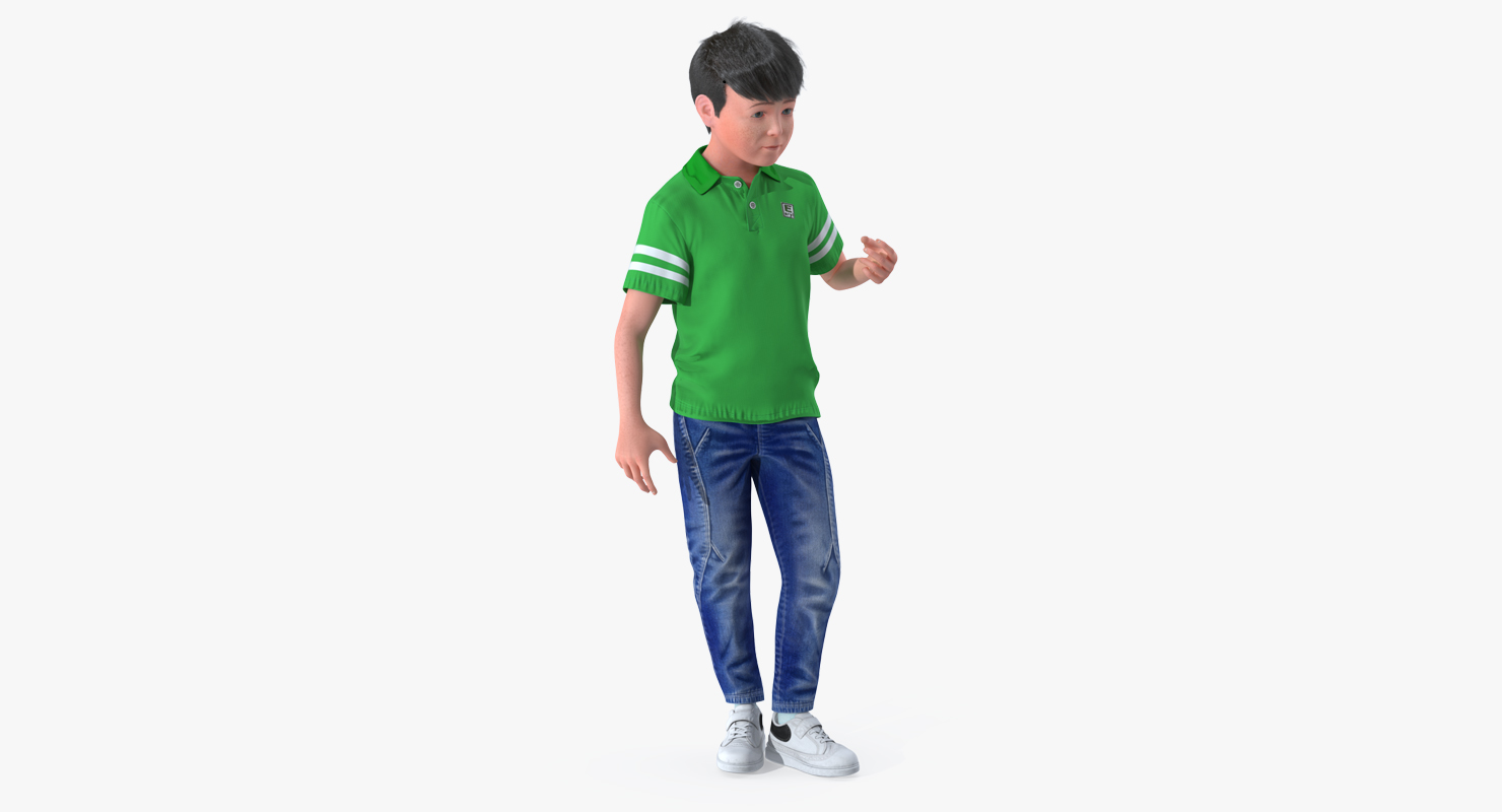 3D Modern Boy Standing Pose with Fur model