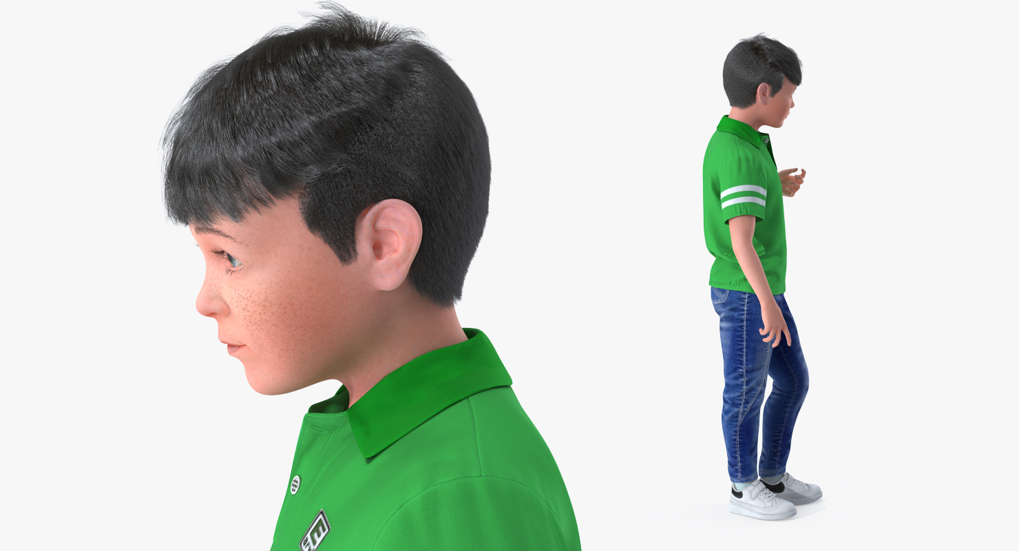 3D Modern Boy Standing Pose with Fur model