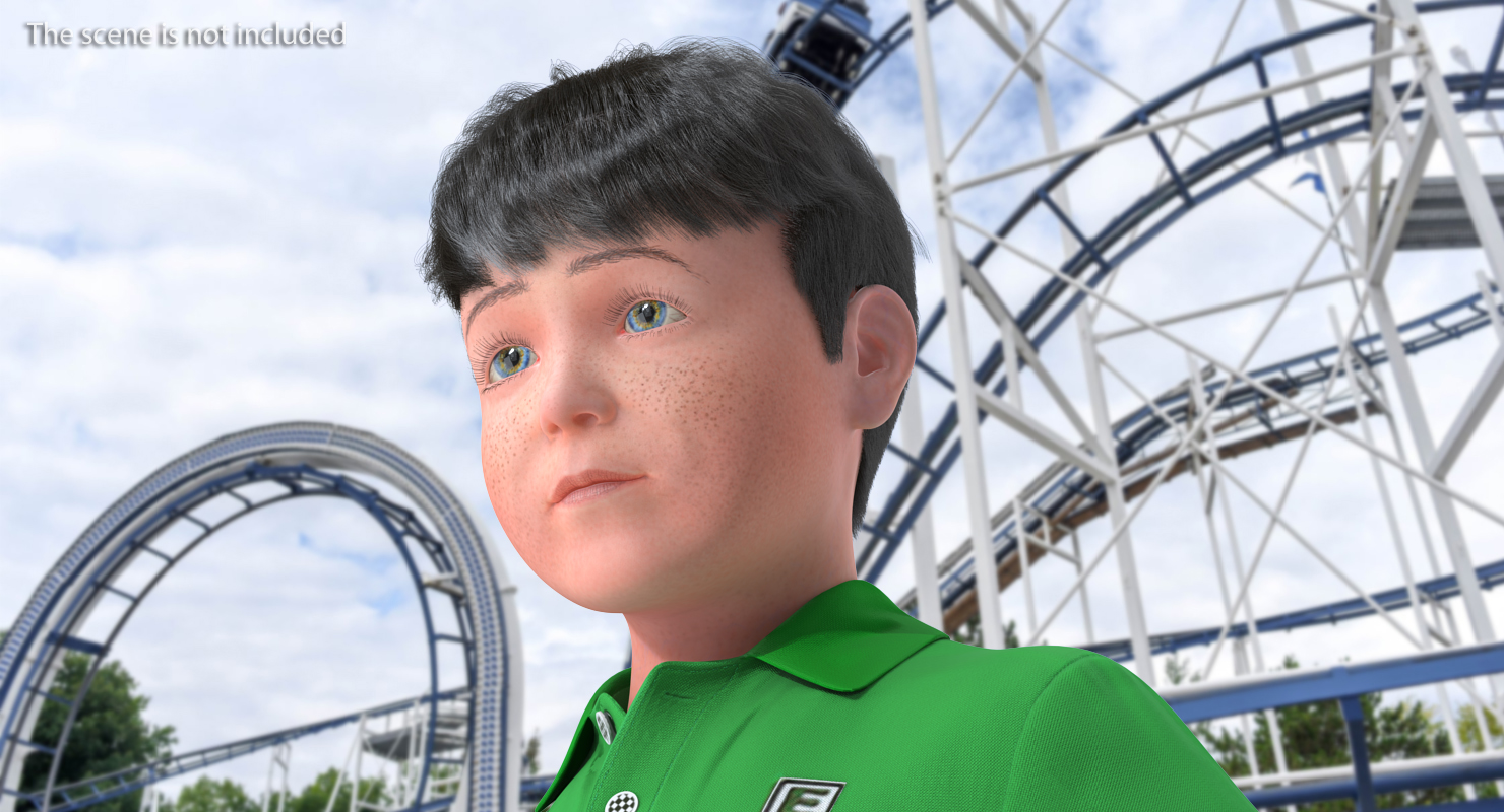3D Modern Boy Standing Pose with Fur model