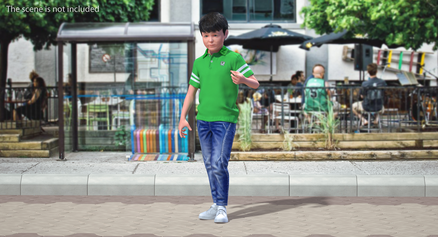 3D Modern Boy Standing Pose with Fur model