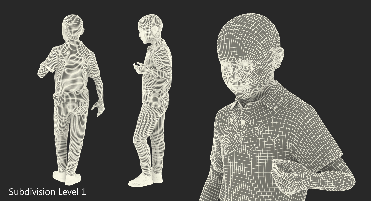 3D Modern Boy Standing Pose with Fur model