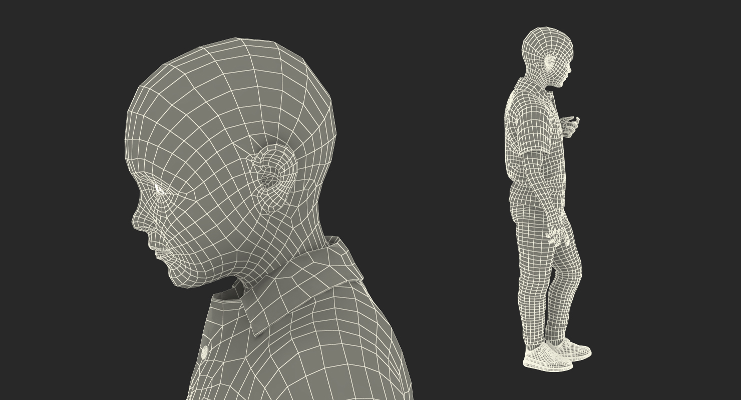3D Modern Boy Standing Pose with Fur model