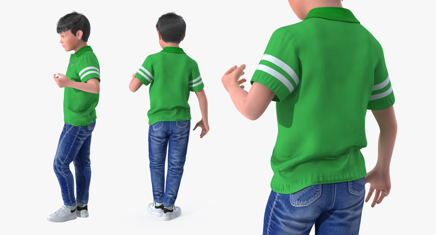 3D Modern Boy Standing Pose with Fur model