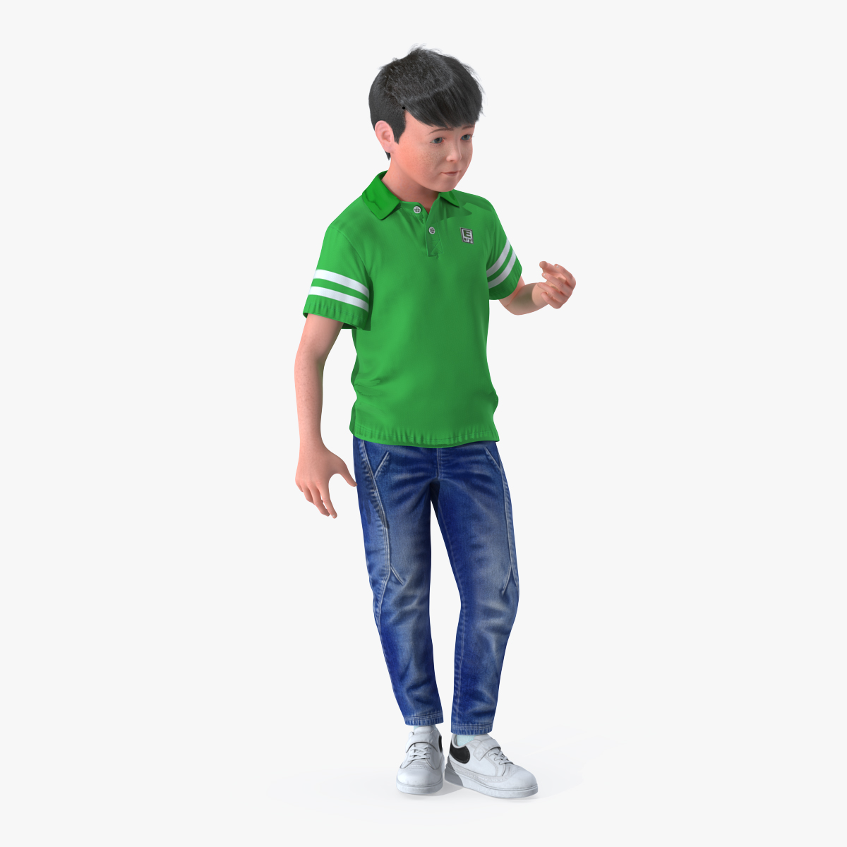 Boy Pose with Fur 3D Model, view 3
