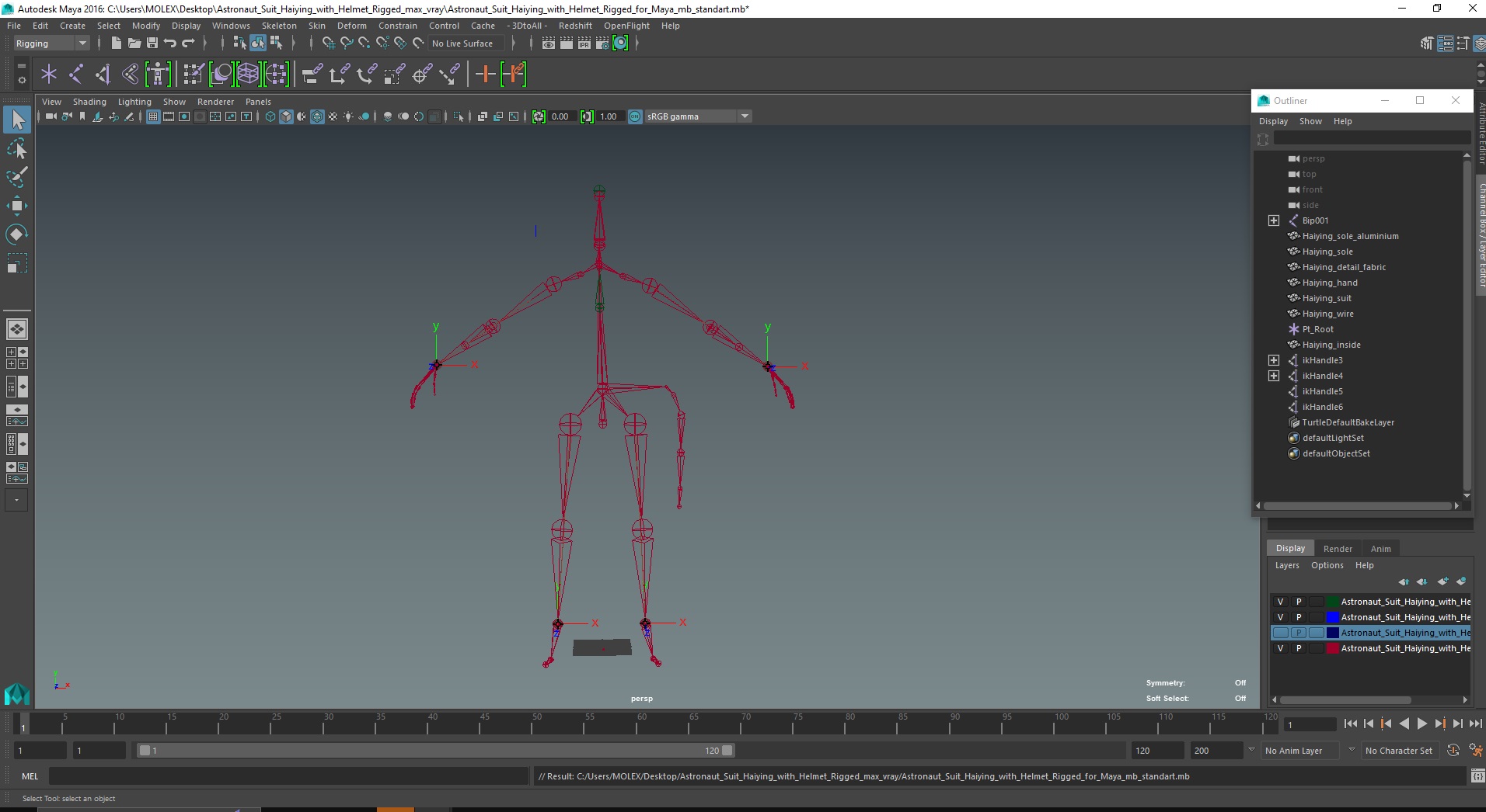 3D model Astronaut Suit Haiying with Helmet Rigged for Maya