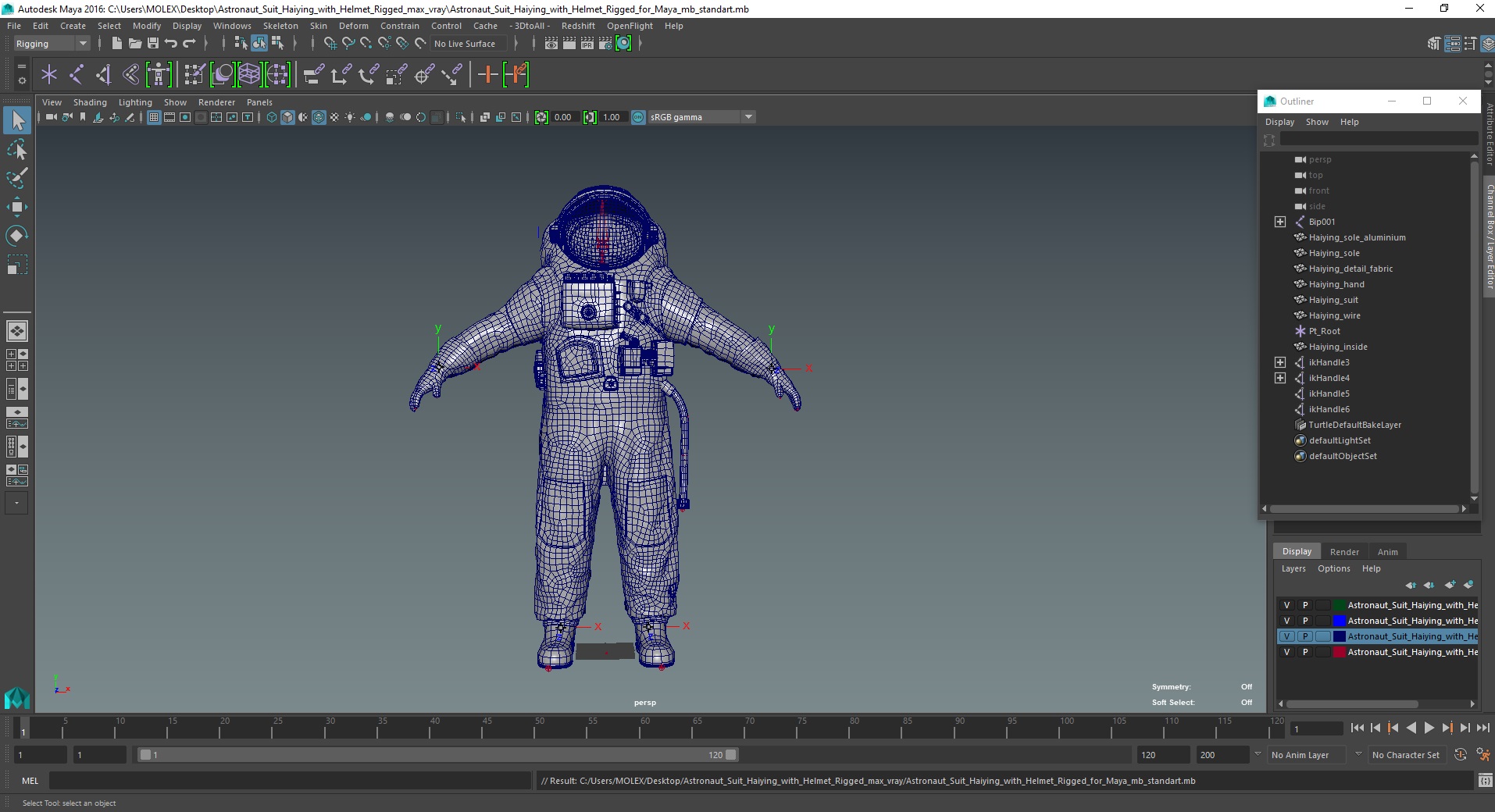 3D model Astronaut Suit Haiying with Helmet Rigged for Maya