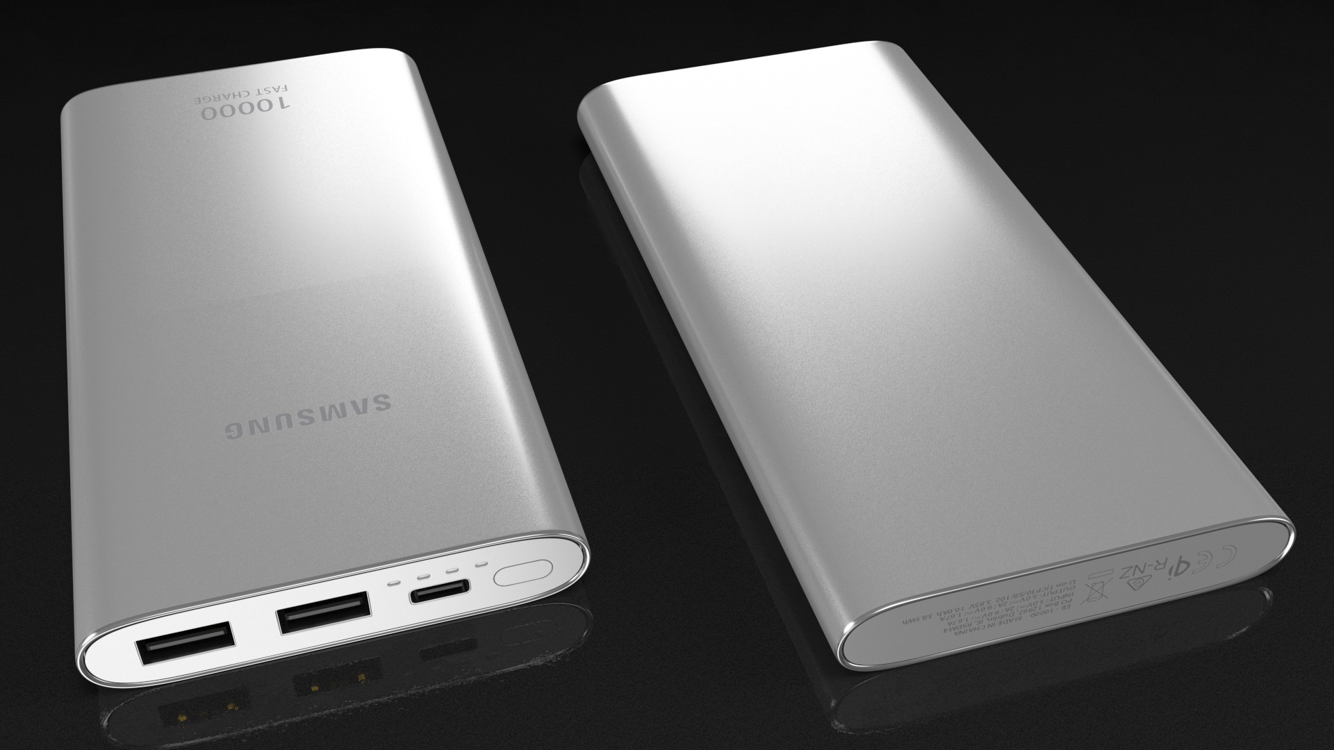 3D Samsung Battery Pack 10000mAh Silver